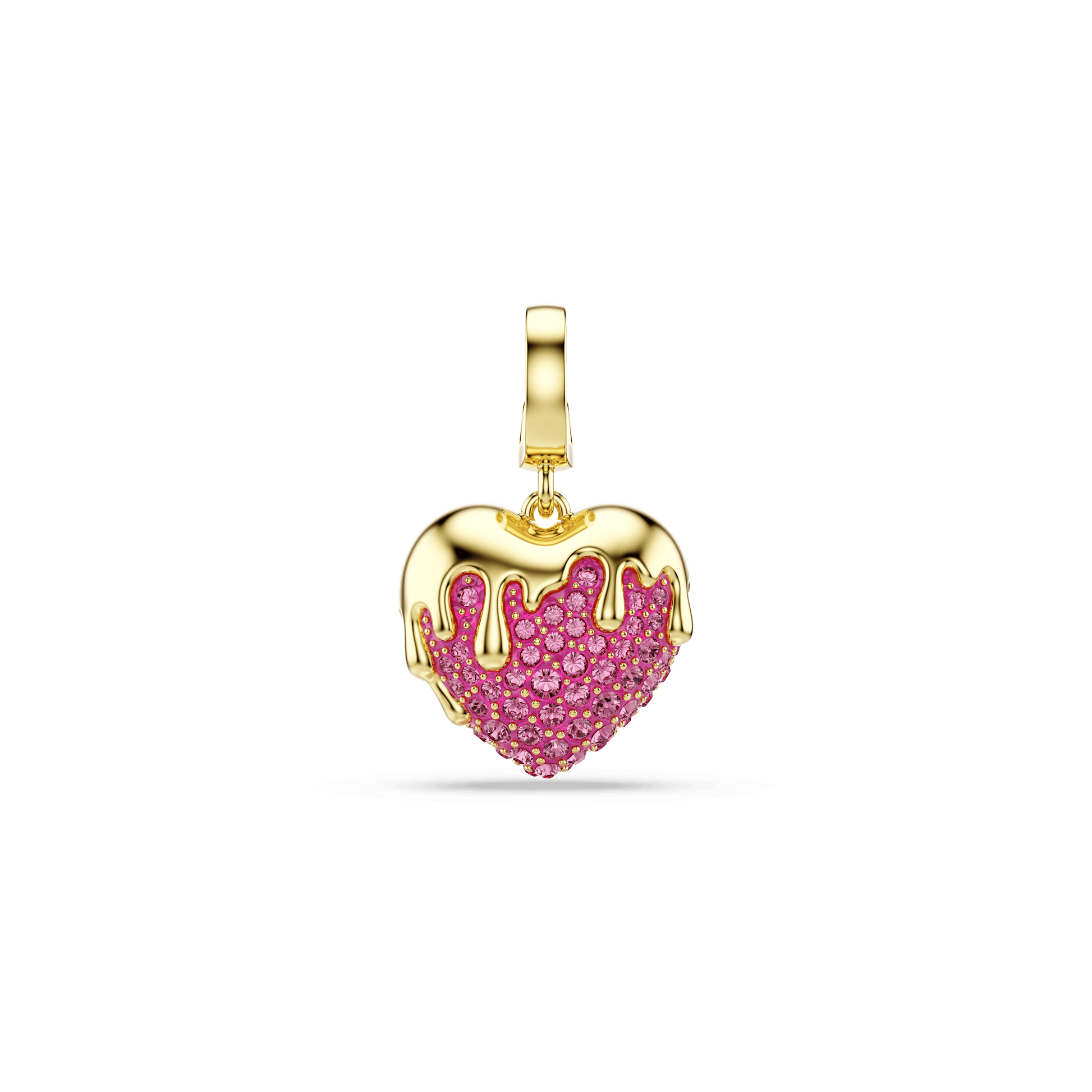 Idyllia charm, Round cut, Heart, Pink, Gold-tone plated 5742953