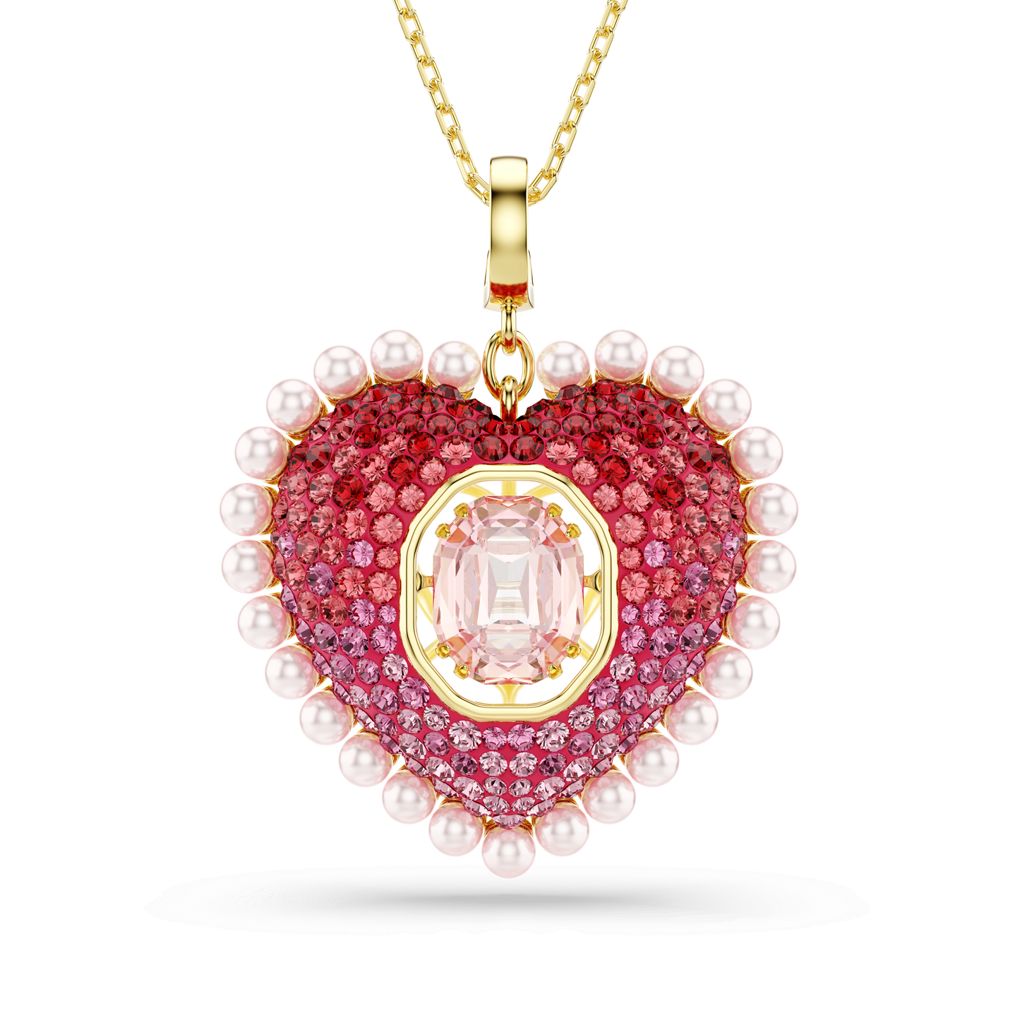 Idyllia pendant, Mixed cuts, Heart, Pink, Gold-tone plated 5742958