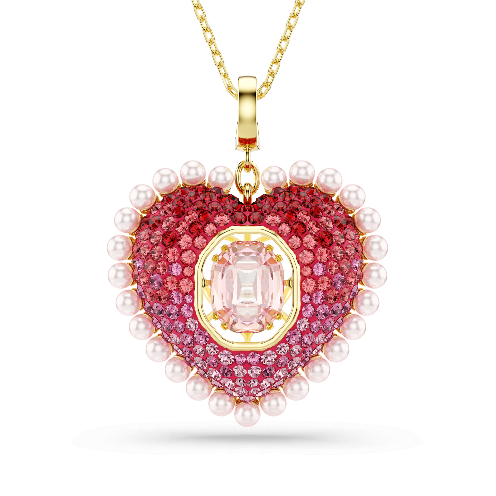 Idyllia pendant, Mixed cuts, Heart, Pink, Gold-tone plated 5742958