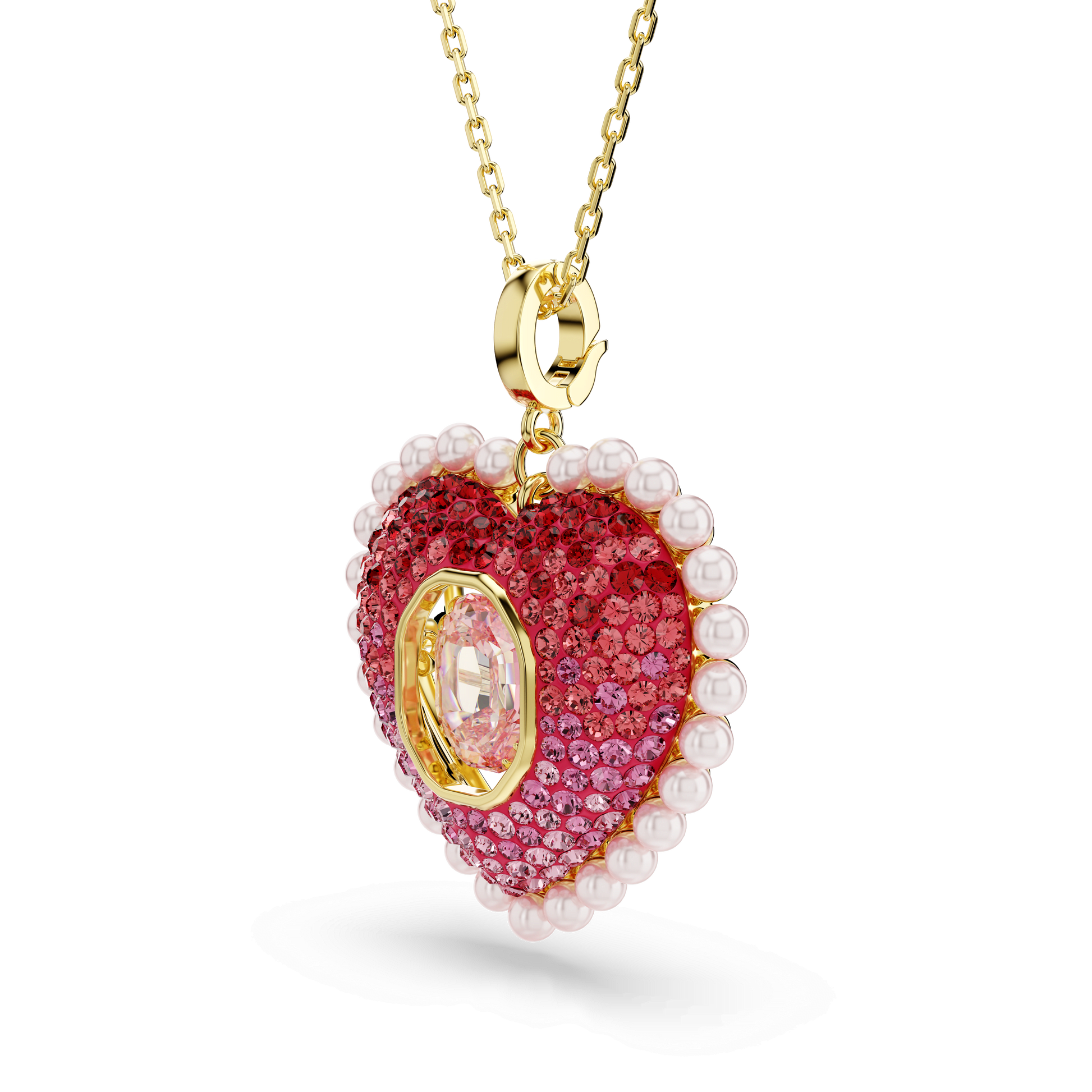 Idyllia pendant, Mixed cuts, Heart, Pink, Gold-tone plated 5742958