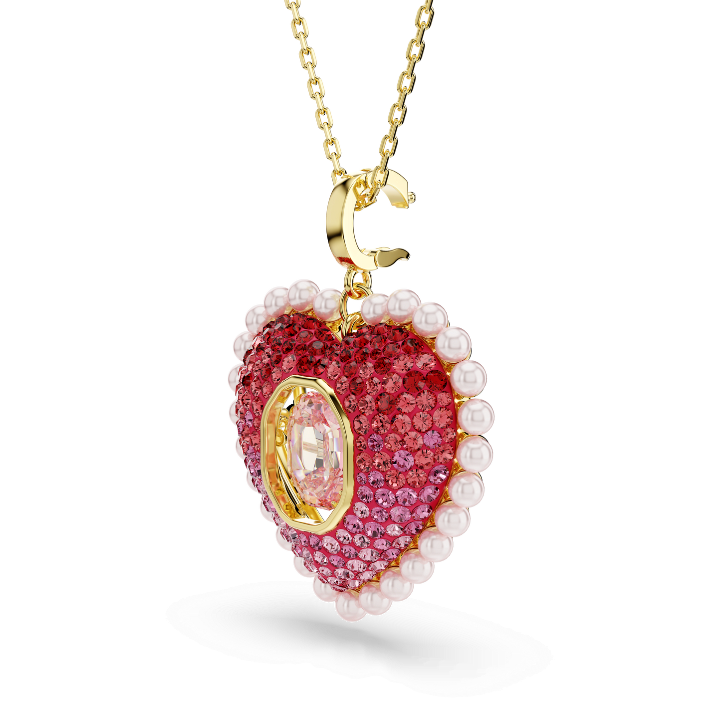 Idyllia pendant, Mixed cuts, Heart, Pink, Gold-tone plated 5742958