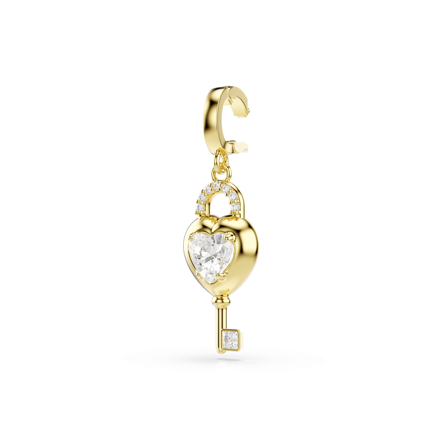 Idyllia charm, Mixed cuts, Heart with key, White, Gold-tone plated 5742959