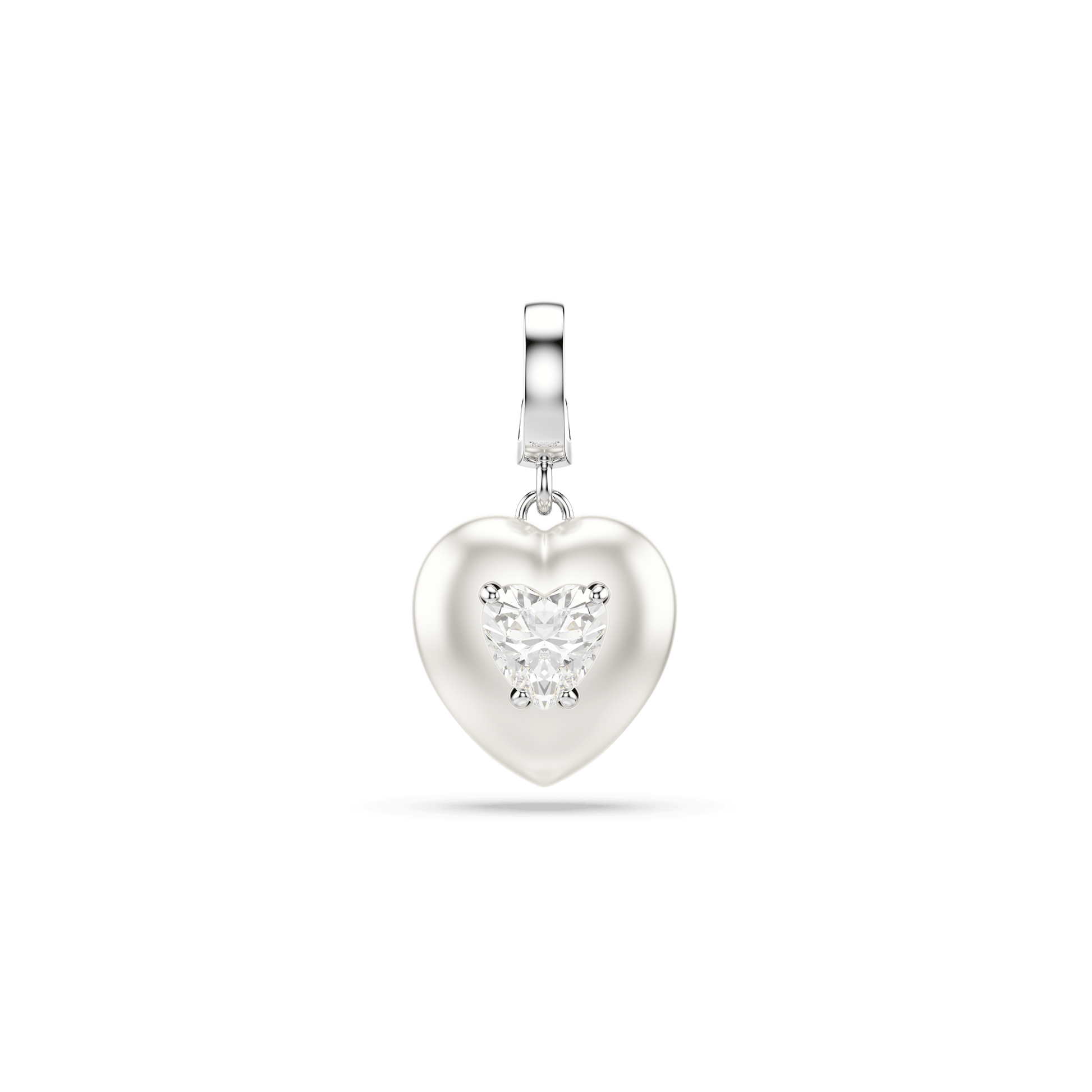 Idyllia charm, Mixed cuts, Pearl-colored coating, Heart, White, Rhodium plated 5742960