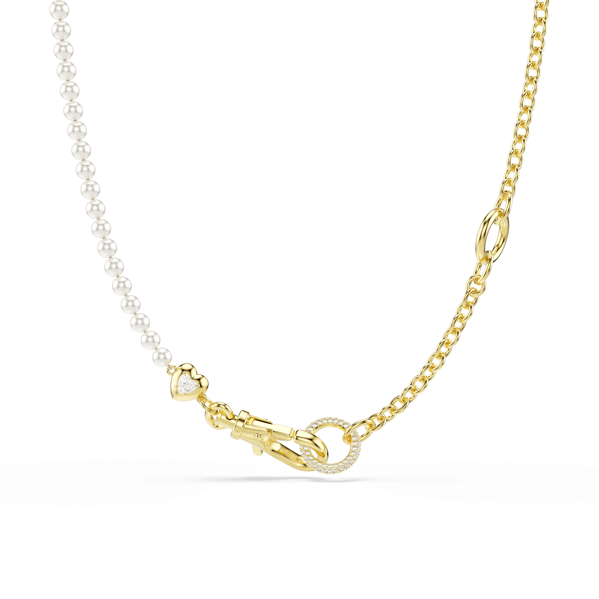 Idyllia necklace, Crystal pearl, White, Gold-tone plated 5742961