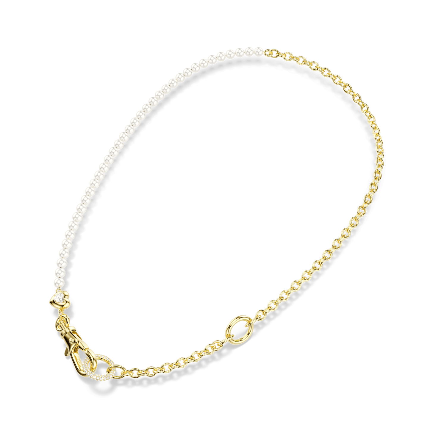 Idyllia necklace, Crystal pearl, White, Gold-tone plated 5742961