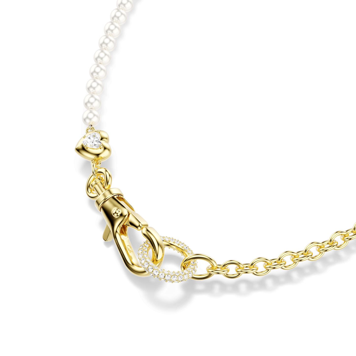 Idyllia necklace, Crystal pearl, White, Gold-tone plated 5742961