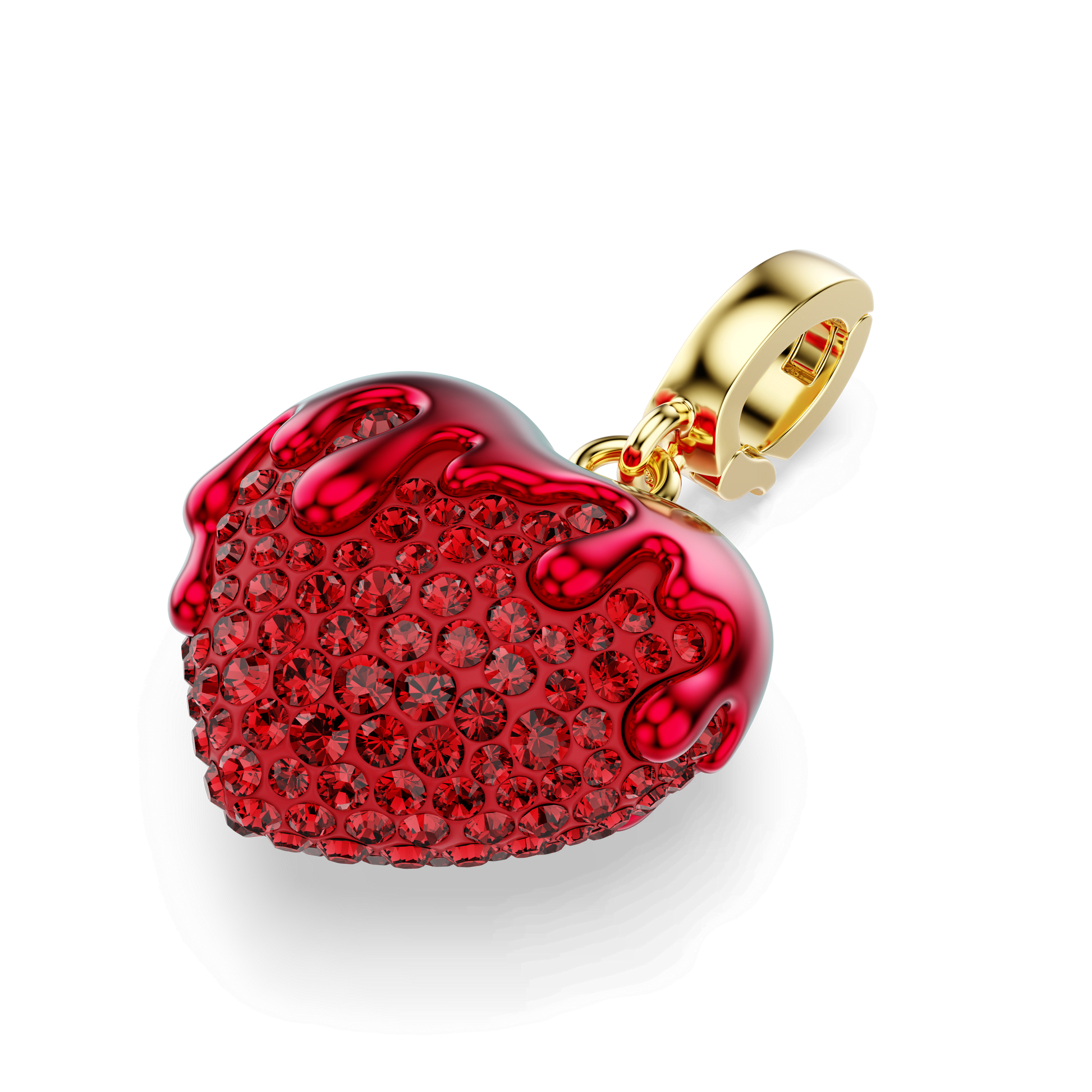 Idyllia charm, Round cut, Heart, Red, Gold-tone plated 5742994