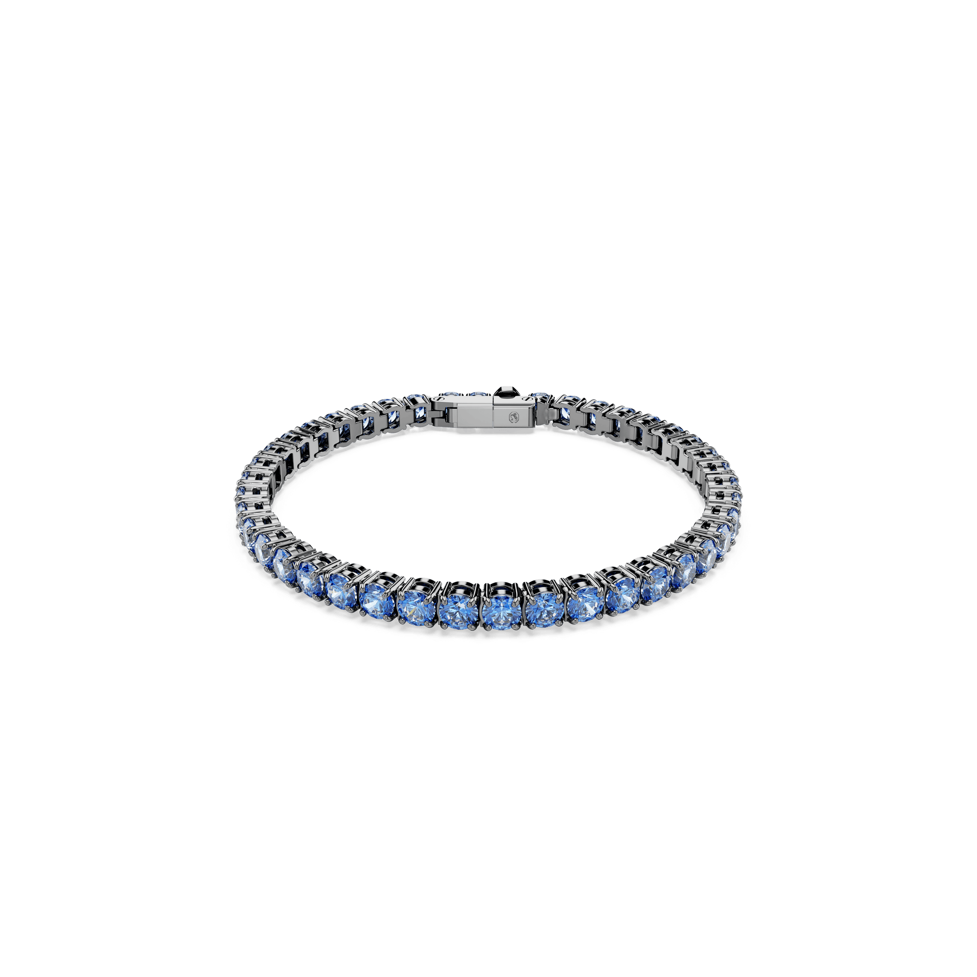 Matrix Tennis bracelet, Round cut, Blue, Ruthenium plated 5743439