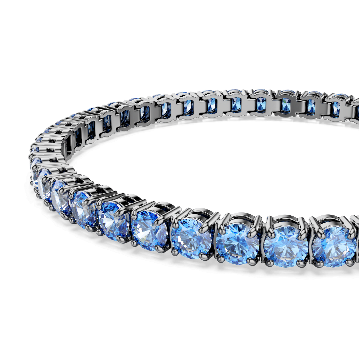 Matrix Tennis bracelet, Round cut, Blue, Ruthenium plated 5743439