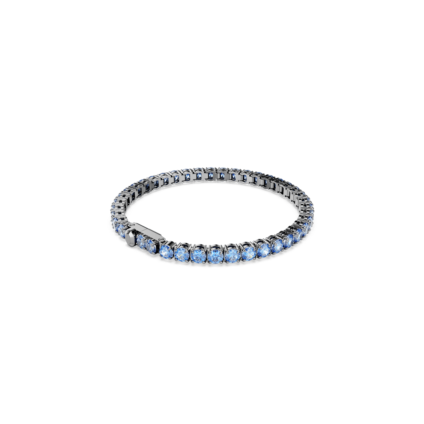 Matrix Tennis bracelet, Round cut, Blue, Ruthenium plated 5743439