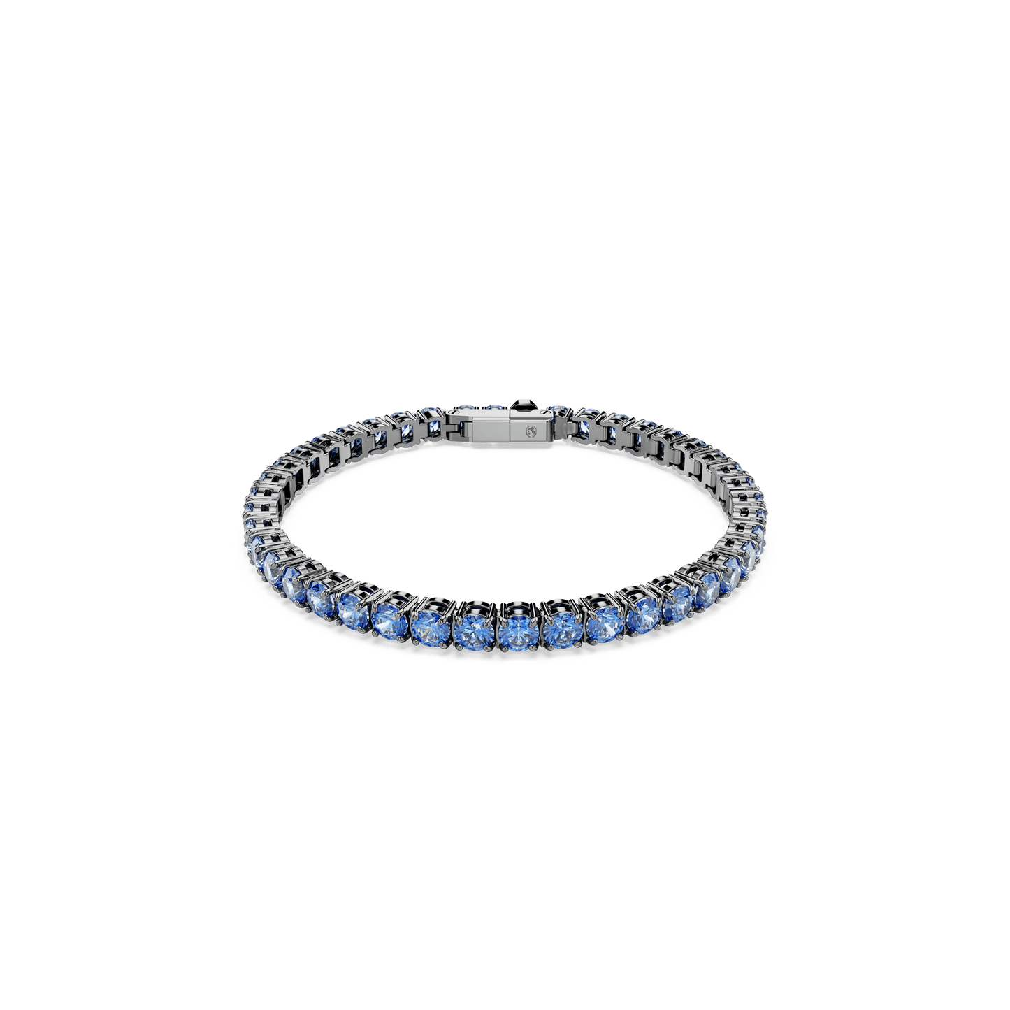 Matrix Tennis bracelet, Round cut, Blue, Ruthenium plated 5743440