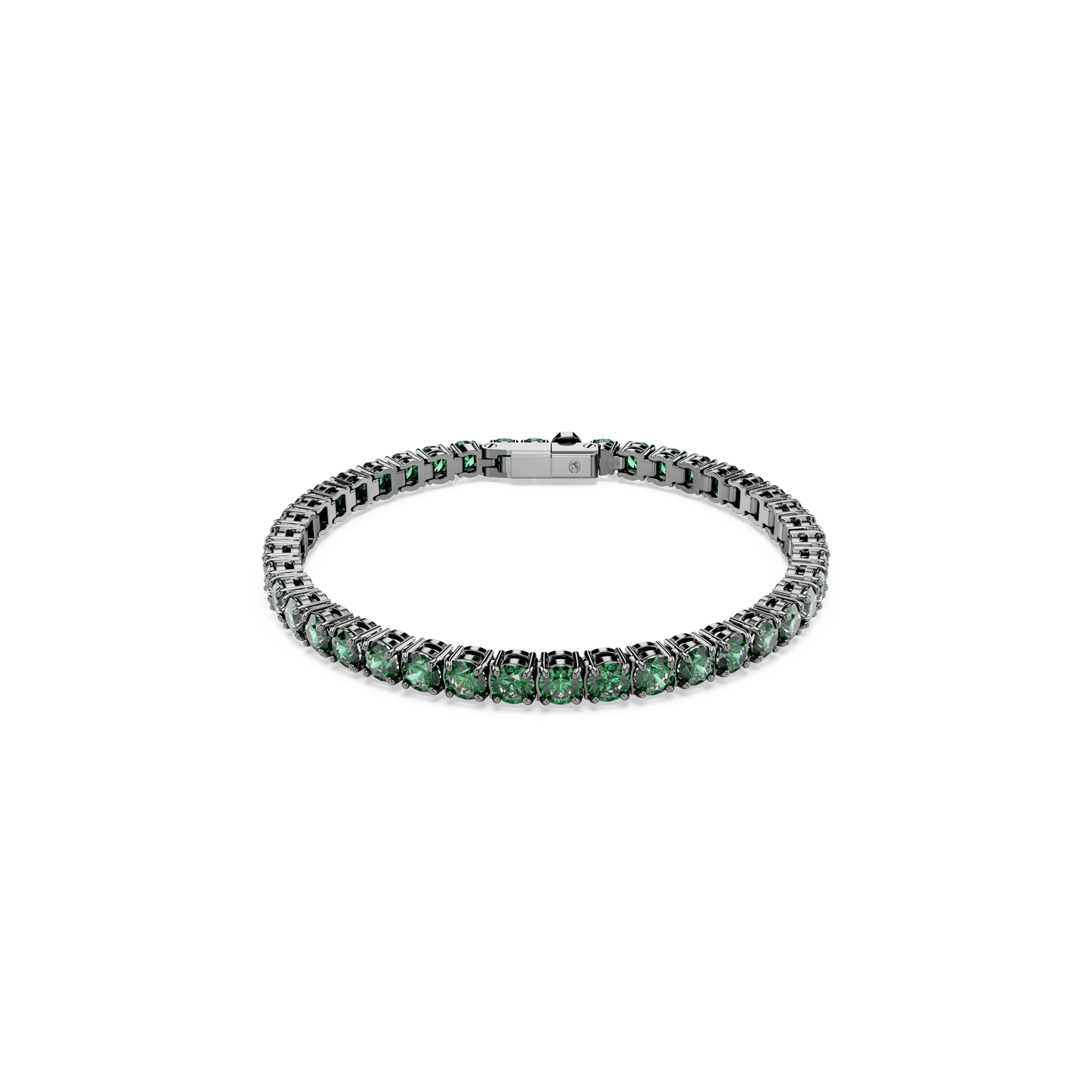 Matrix Tennis bracelet, Round cut, Green, Ruthenium plated 5743446