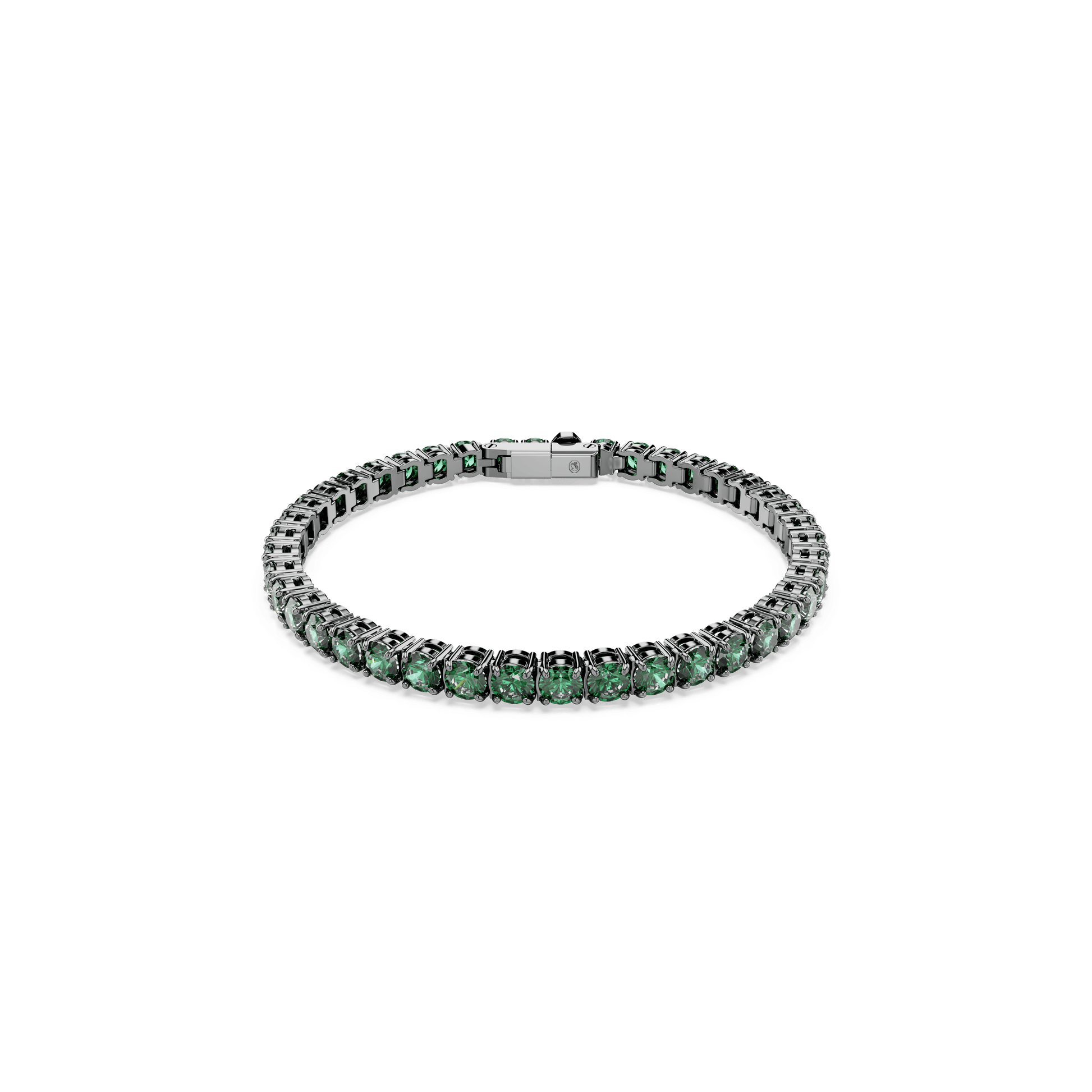 Matrix Tennis bracelet, Round cut, Green, Ruthenium plated 5743446