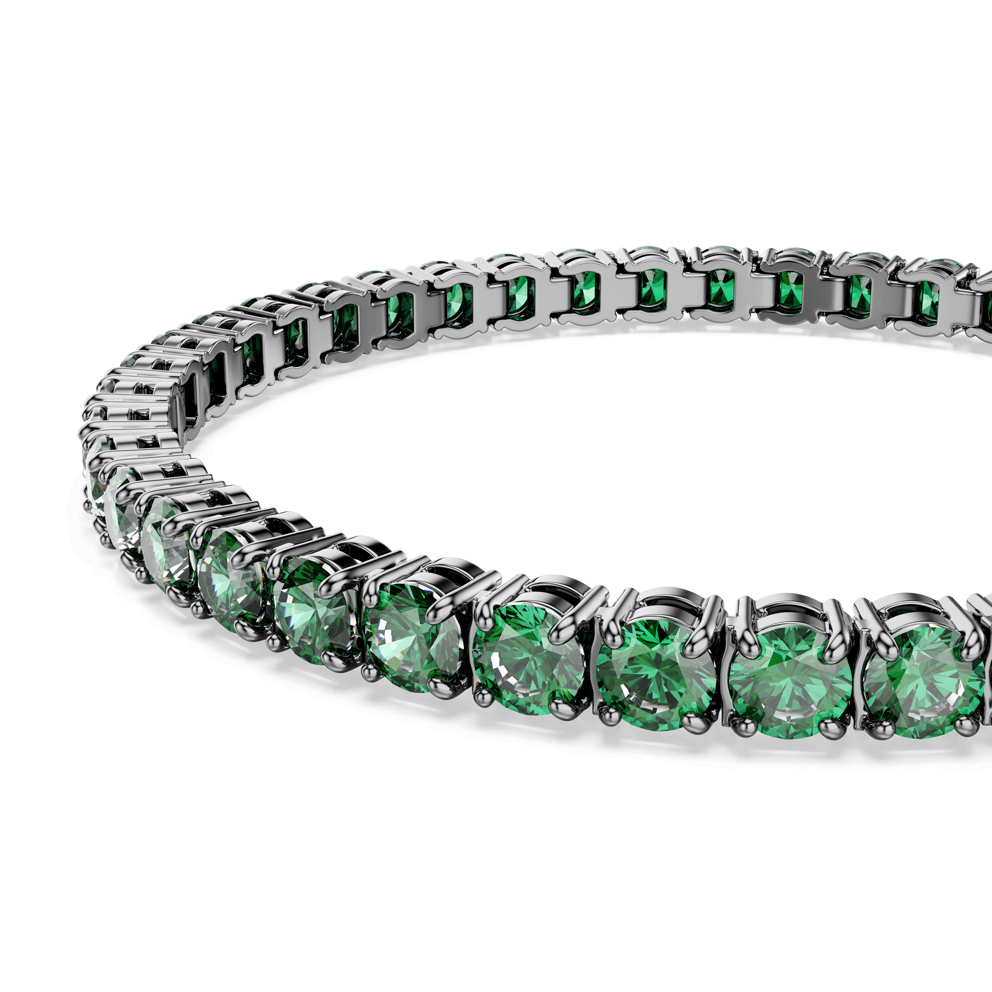 Matrix Tennis bracelet, Round cut, Green, Ruthenium plated 5743446