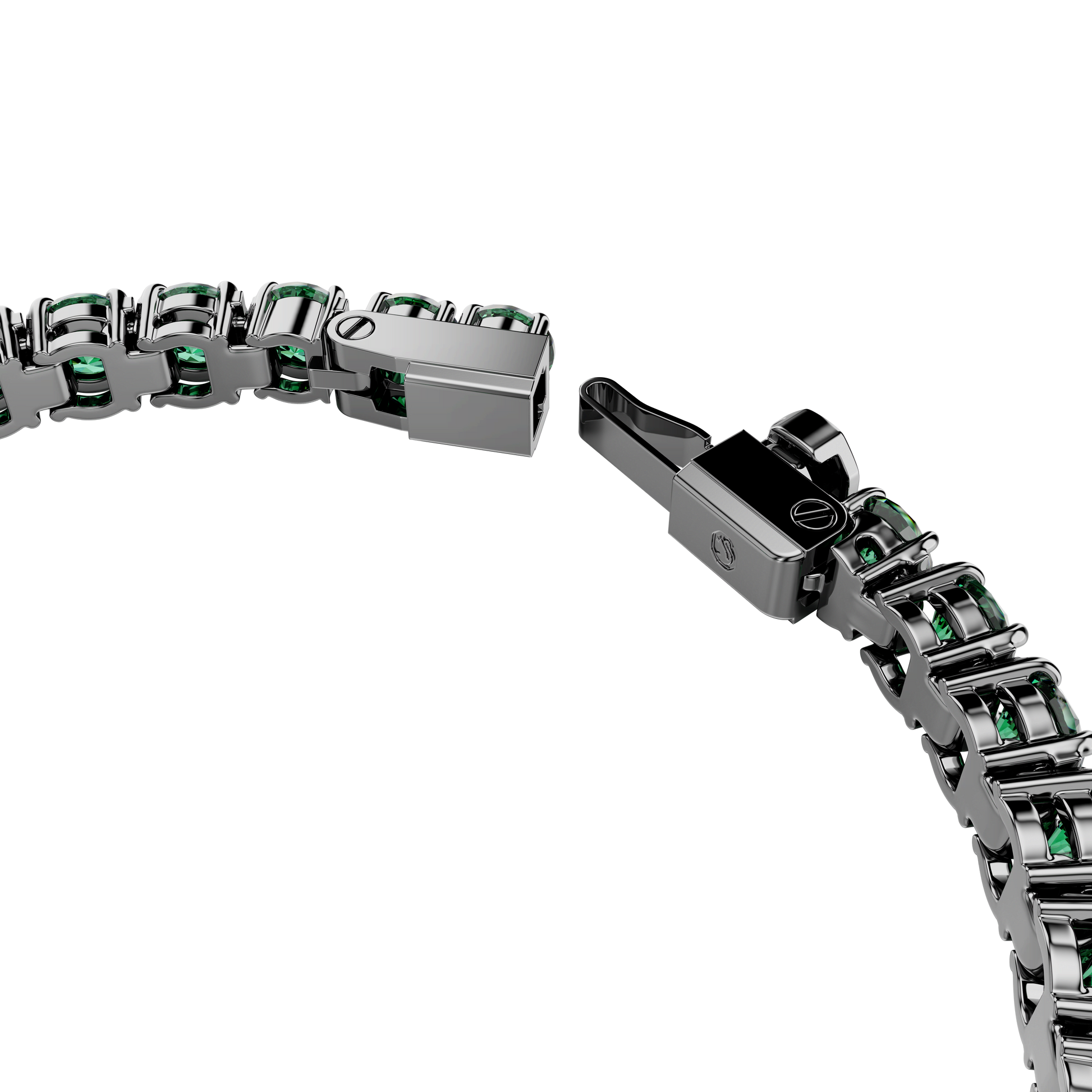 Matrix Tennis bracelet, Round cut, Green, Ruthenium plated 5743446