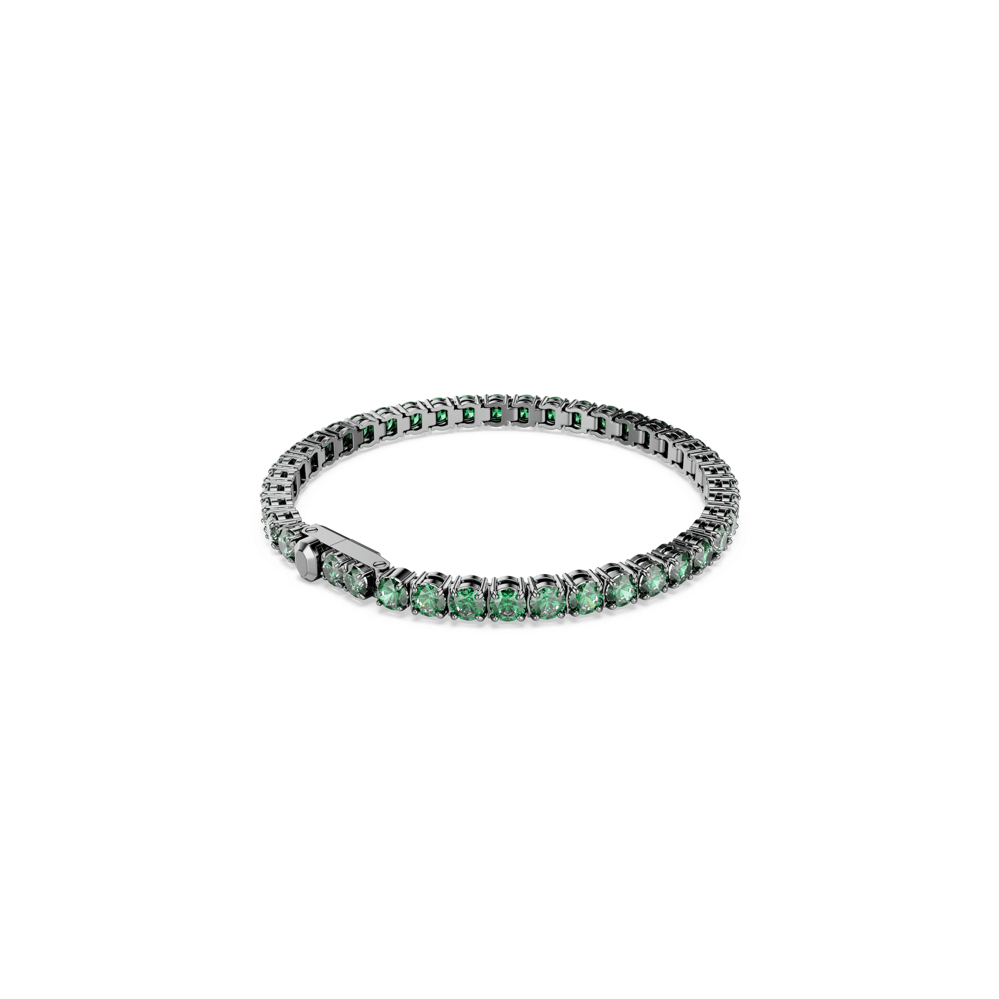 Matrix Tennis bracelet, Round cut, Green, Ruthenium plated 5743446