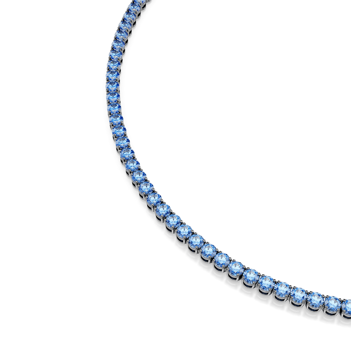 Matrix Tennis necklace, Round cut, Blue, Ruthenium plated 5743450