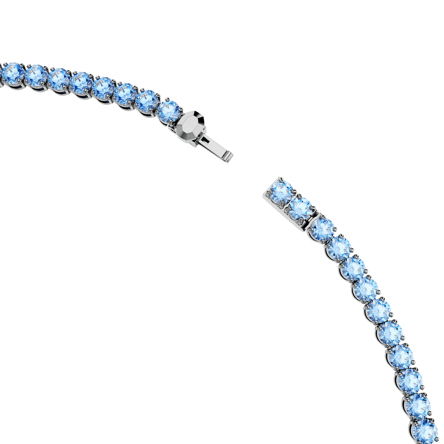 Matrix Tennis necklace, Round cut, Blue, Ruthenium plated 5743450