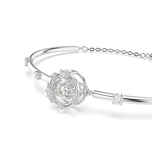 Constella bangle, Round cut, Dancing stone, White, Rhodium plated 5743523