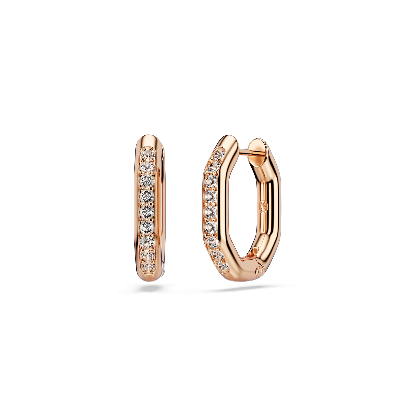 Dextera hoop earrings, Octagon shape, Round cut, Small, White, Rose gold-tone plated 5743798