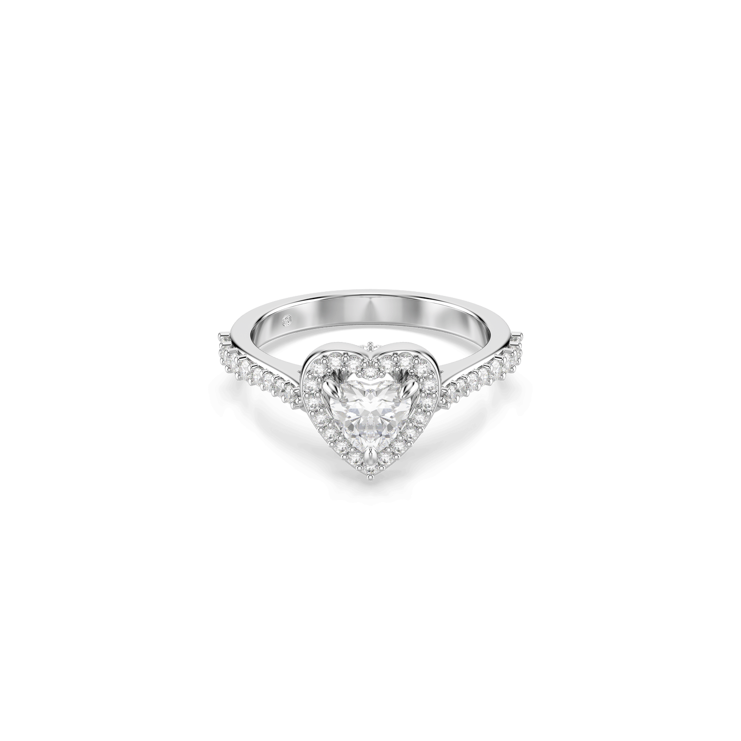 Una Angelic motif ring, Mixed cuts, Heart, White, Rhodium plated 5744045