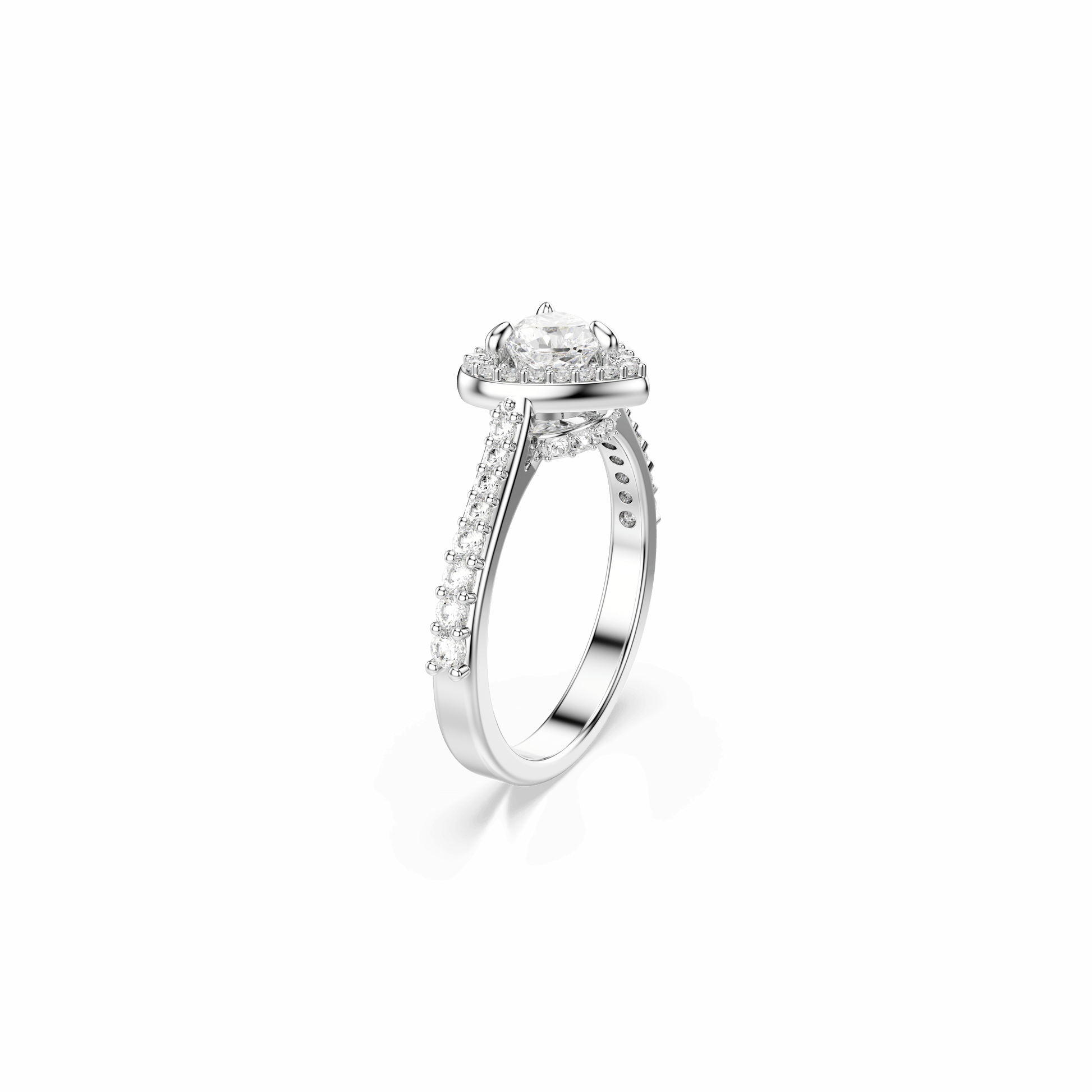 Una Angelic motif ring, Mixed cuts, Heart, White, Rhodium plated 5744045