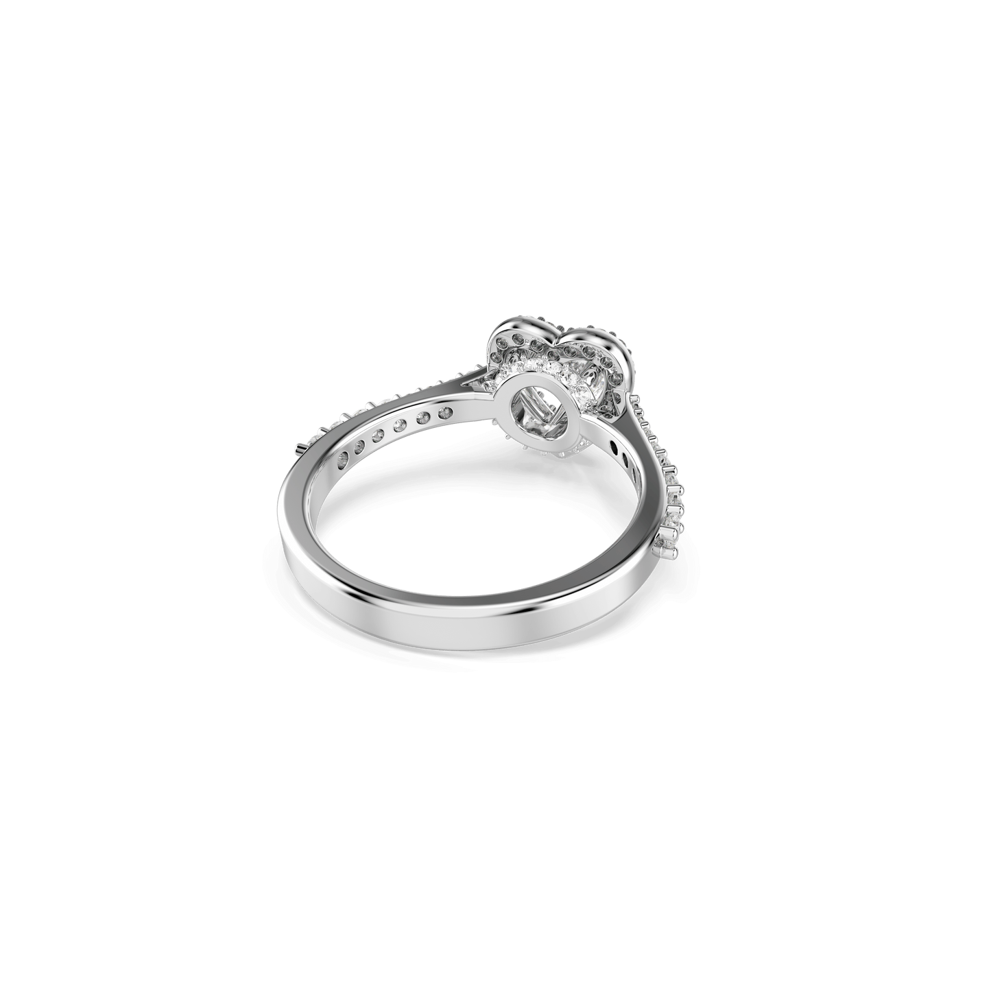 Una Angelic motif ring, Mixed cuts, Heart, White, Rhodium plated 5744045