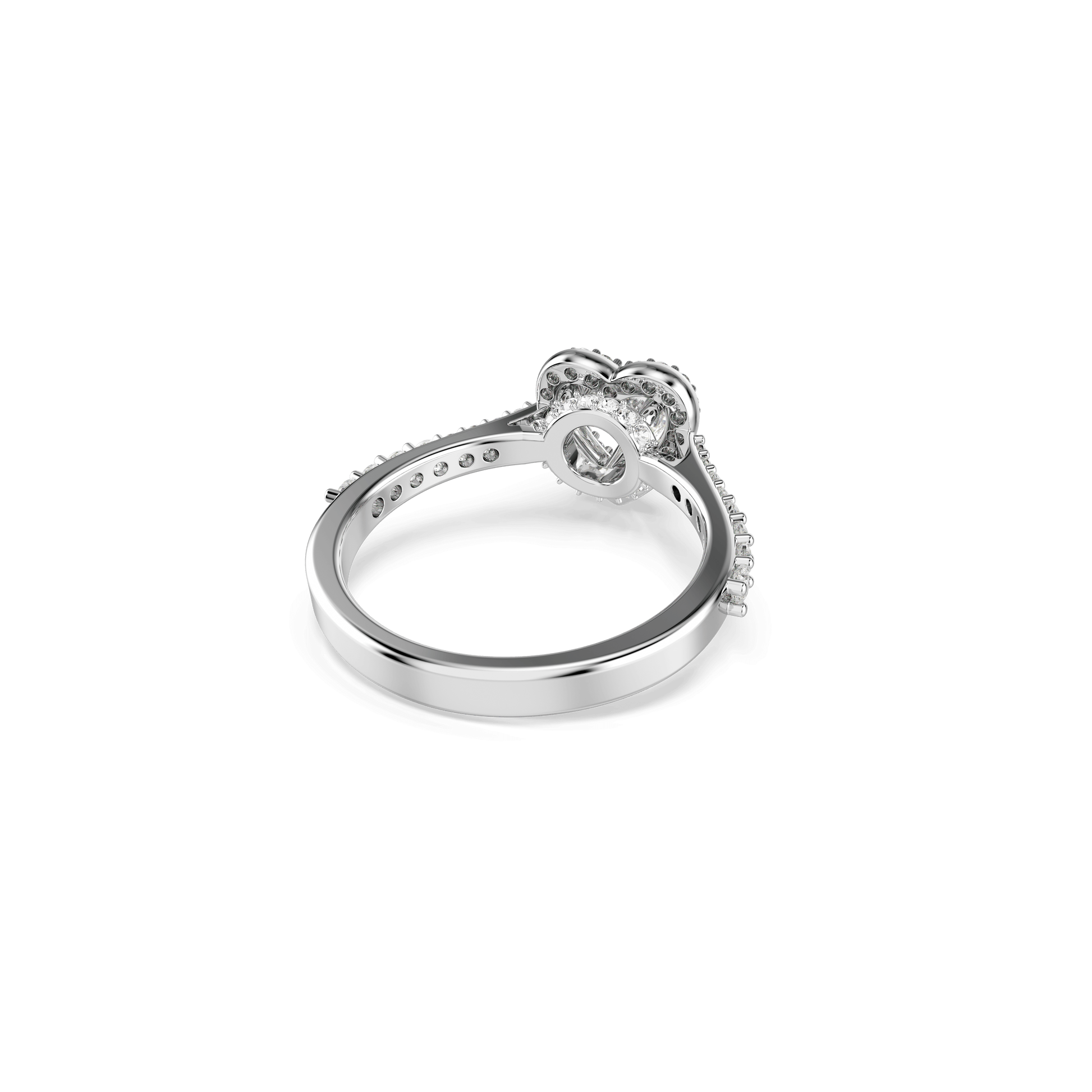 Una Angelic motif ring, Mixed cuts, Heart, White, Rhodium plated 5744045