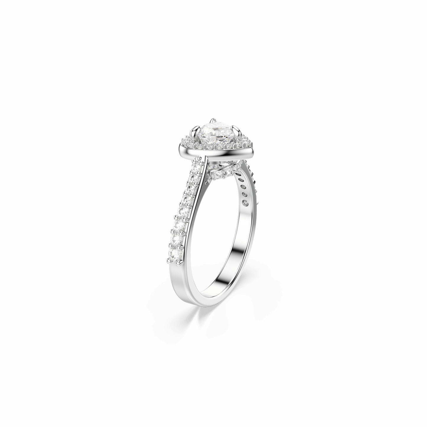 Una Angelic motif ring, Mixed cuts, Heart, White, Rhodium plated 5744046