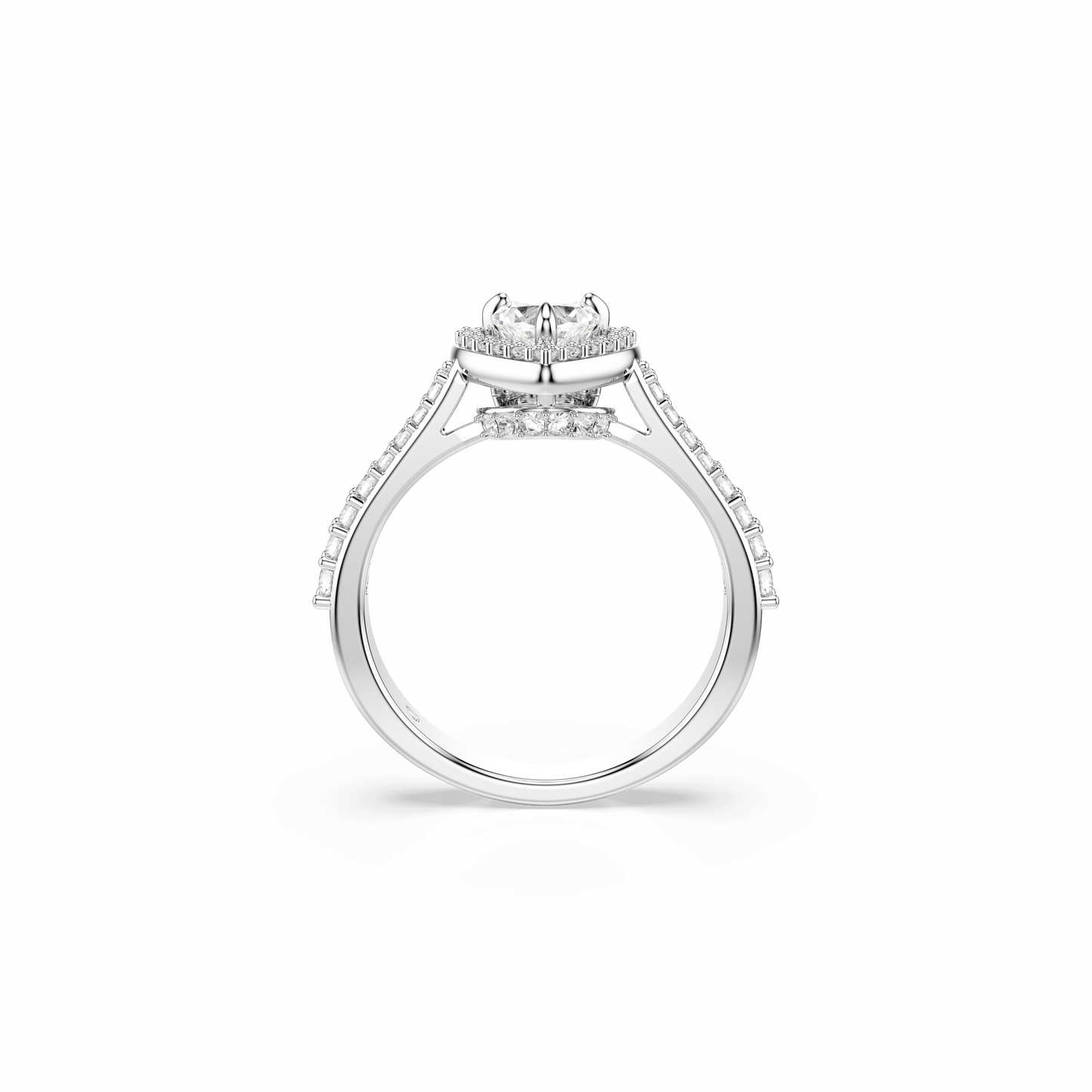 Una Angelic motif ring, Mixed cuts, Heart, White, Rhodium plated 5744047