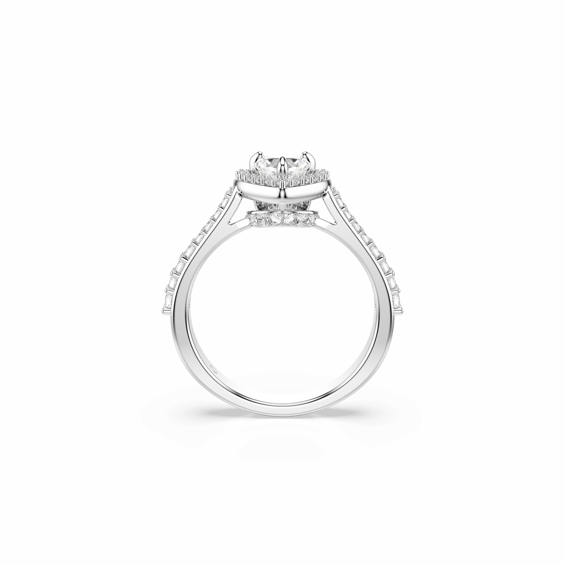 Una Angelic motif ring, Mixed cuts, Heart, White, Rhodium plated 5744049