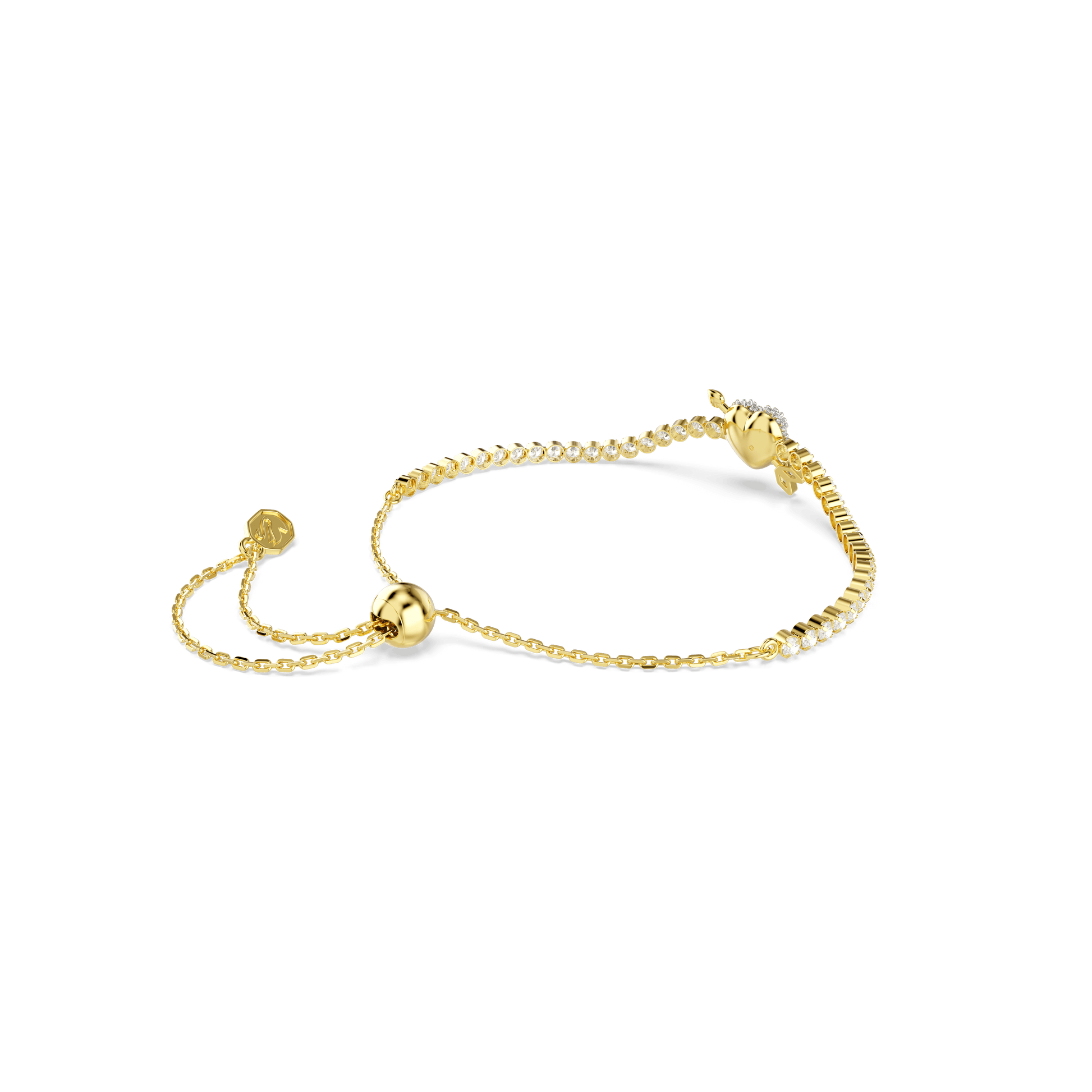 Idyllia bracelet, Mixed cuts, Heart with arrow, White, Gold-tone plated 5744061