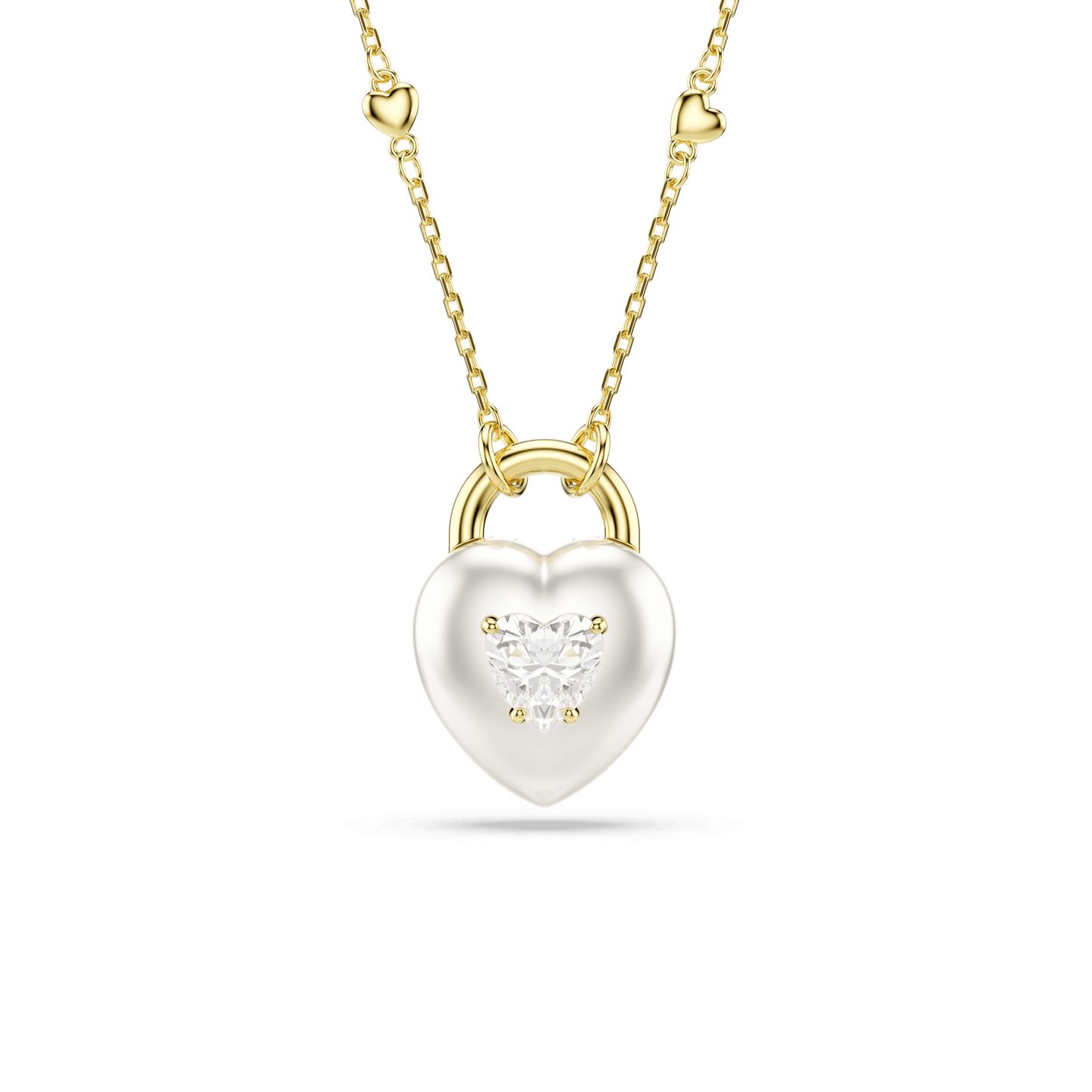 Idyllia pendant, Mixed cuts, Heart, White, Gold-tone plated 5744127