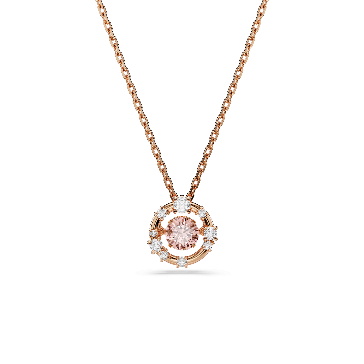 Constella pendant, Round cut, Dancing stone, Pink, Rose gold-tone plated 5744244