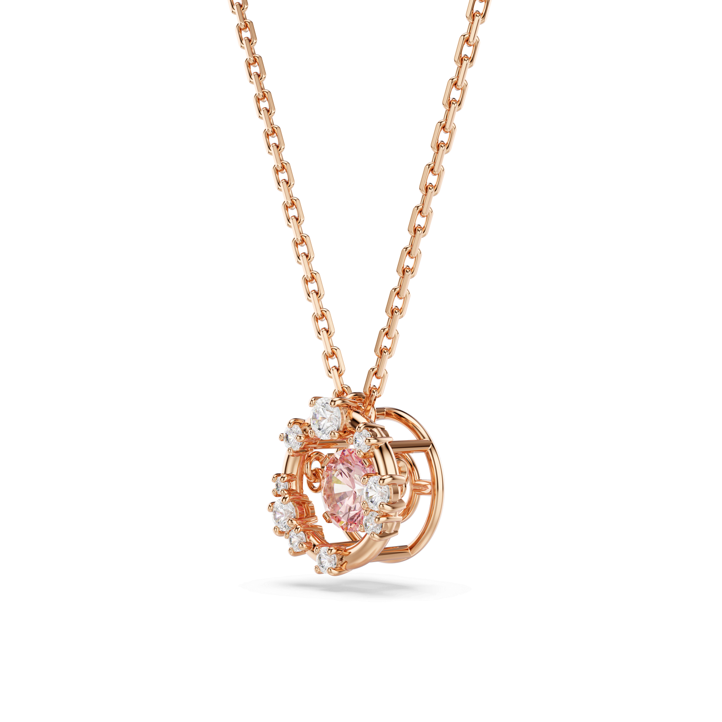 Constella pendant, Round cut, Dancing stone, Pink, Rose gold-tone plated 5744244