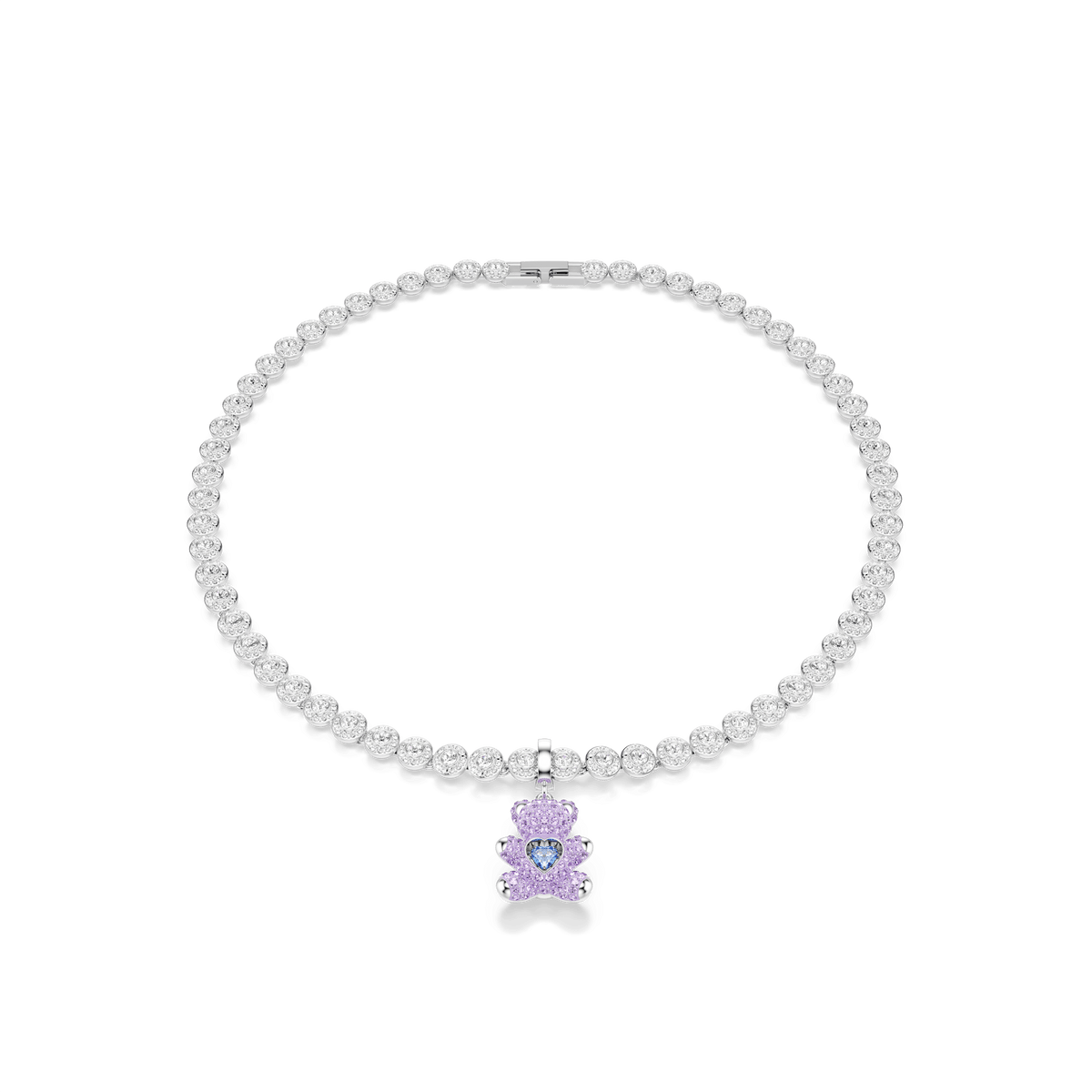 Idyllia charm, Mixed cuts, Teddy, Purple, Rhodium plated