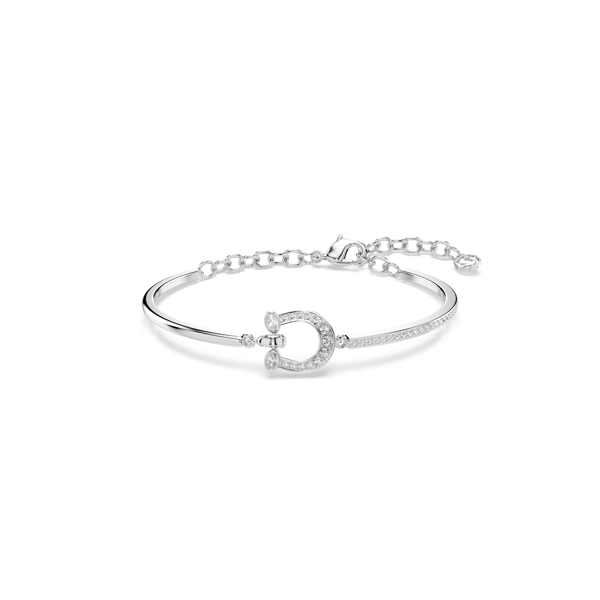 Symbolica bracelet, Pavé, Horse shoe, White, Rhodium plated 5746220