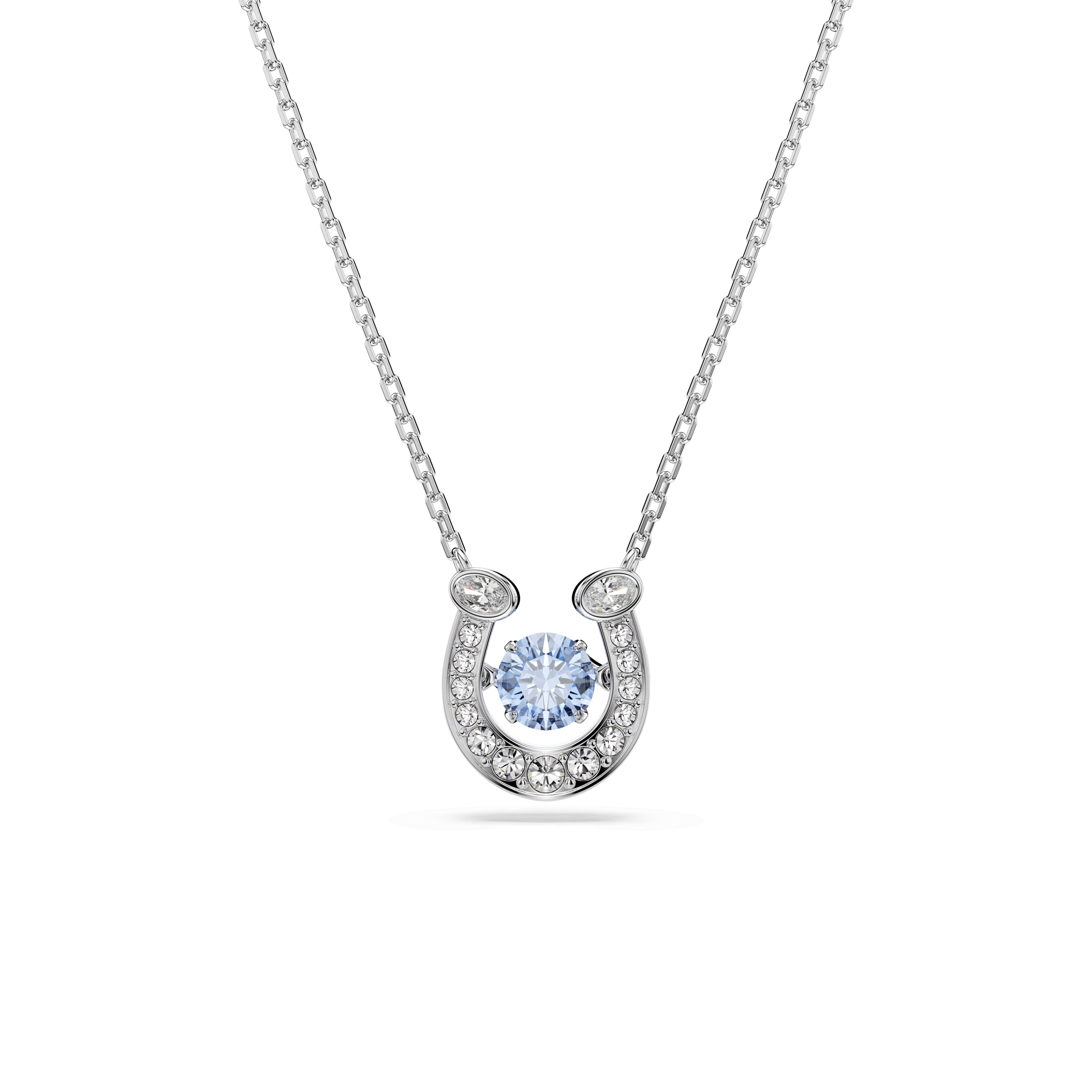 Symbolica pendant, Round cut, Pavé, Horse shoe, Blue, Rhodium plated 5746562