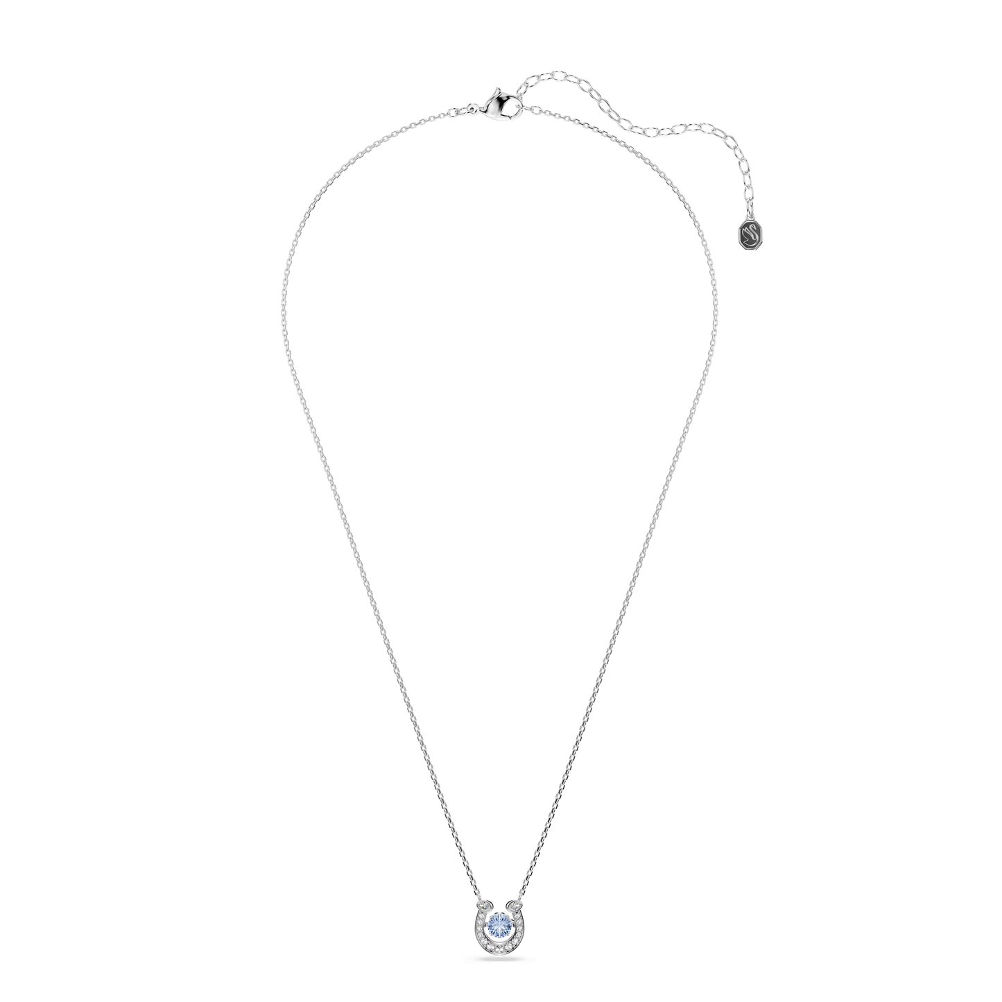 Symbolica pendant, Round cut, Pavé, Horse shoe, Blue, Rhodium plated 5746562