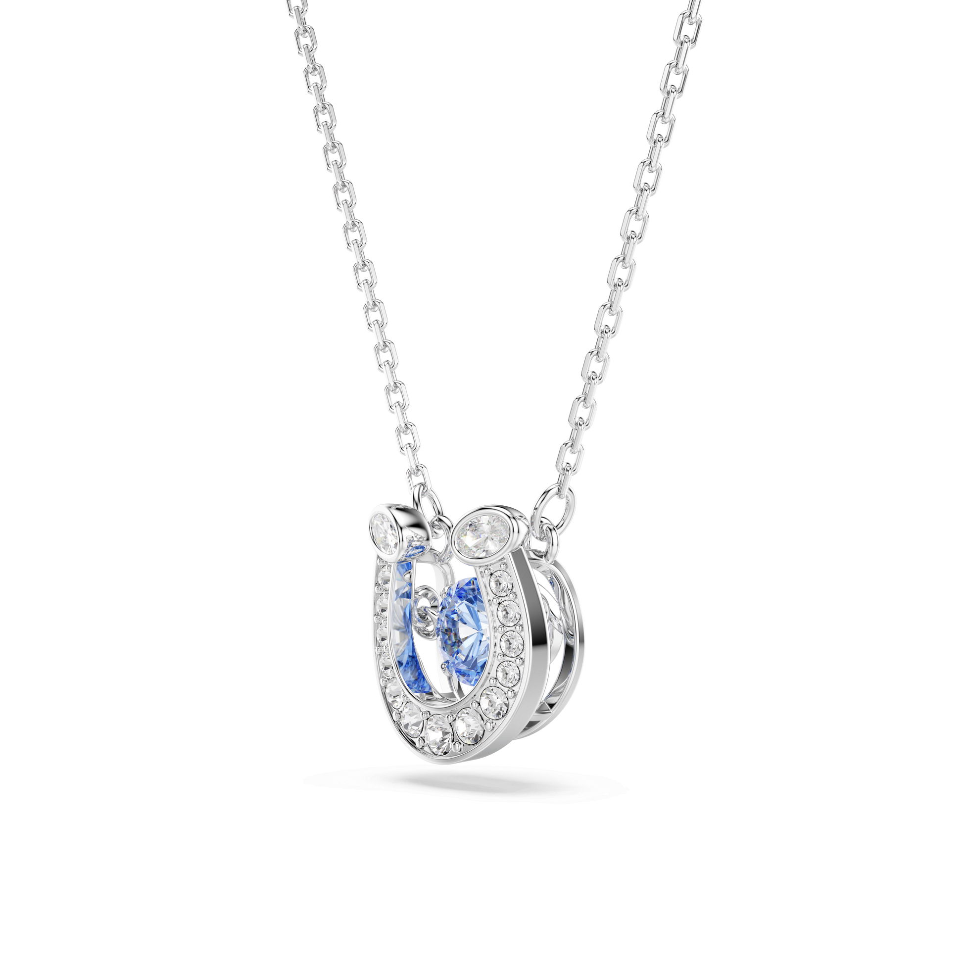 Symbolica pendant, Round cut, Pavé, Horse shoe, Blue, Rhodium plated 5746562