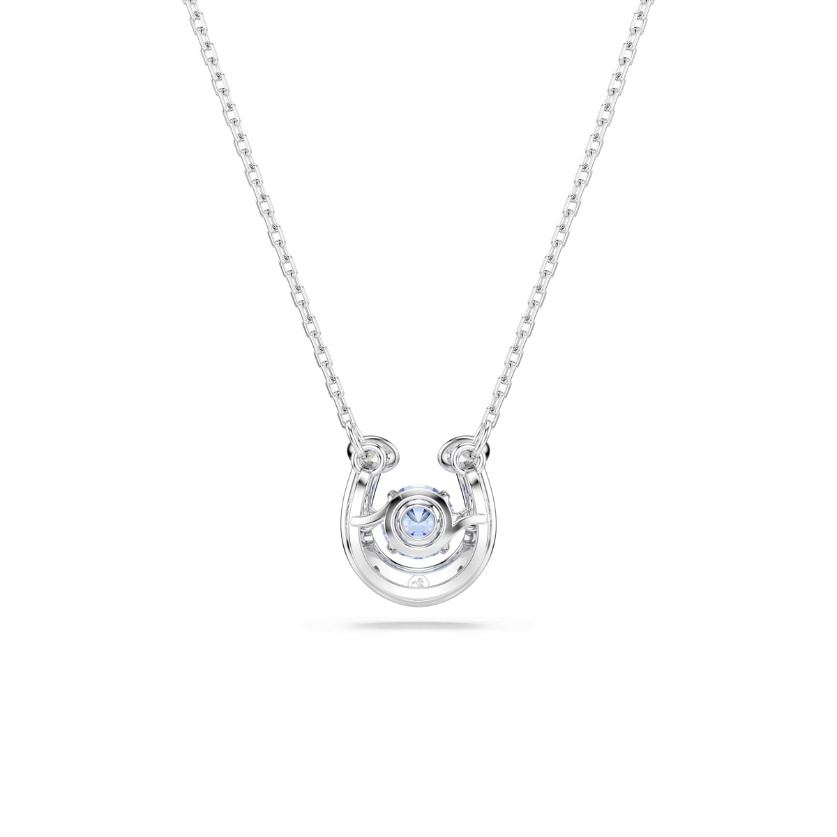 Symbolica pendant, Round cut, Pavé, Horse shoe, Blue, Rhodium plated