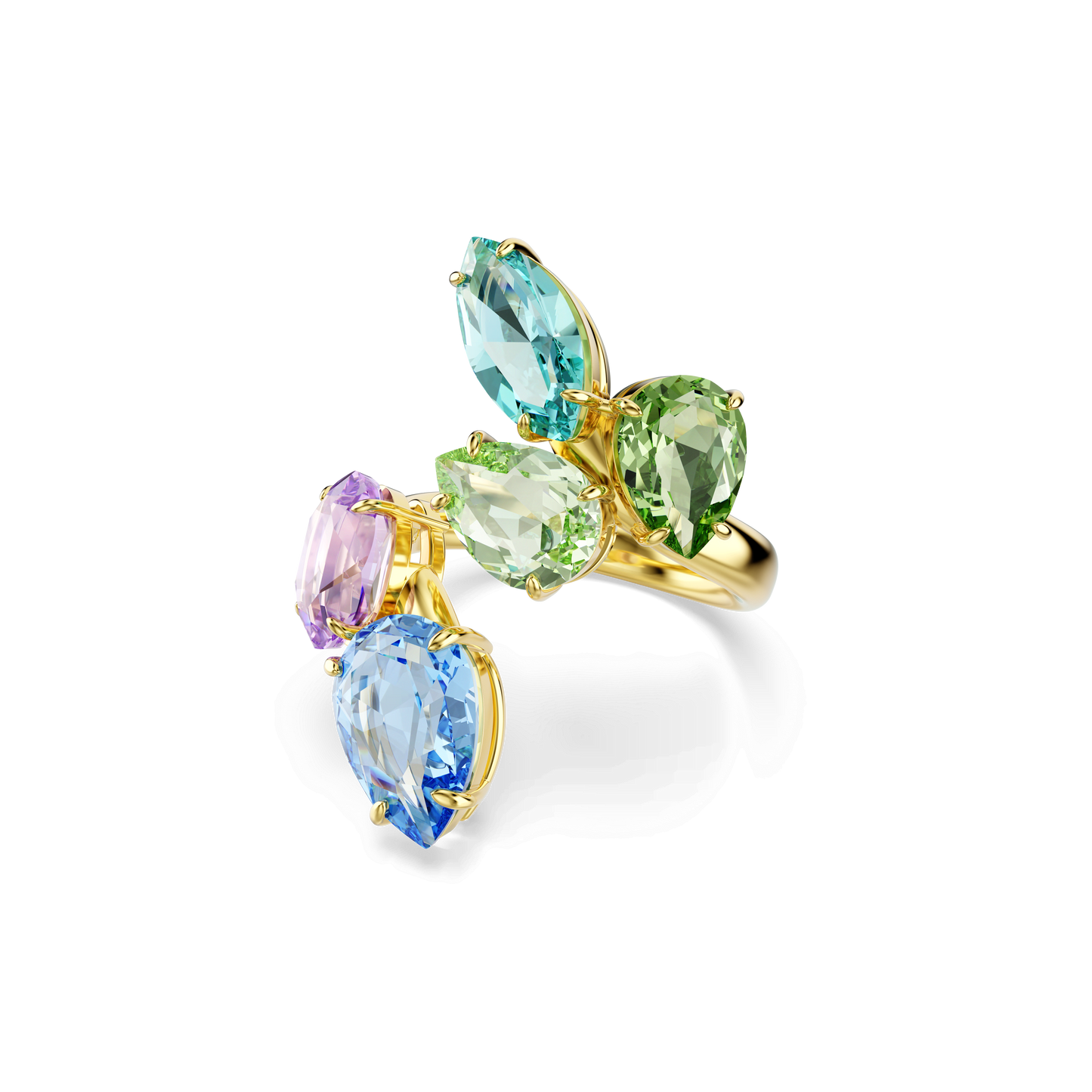 Gema motif ring, Mixed cuts, Multicolored, Gold-tone plated 5746908