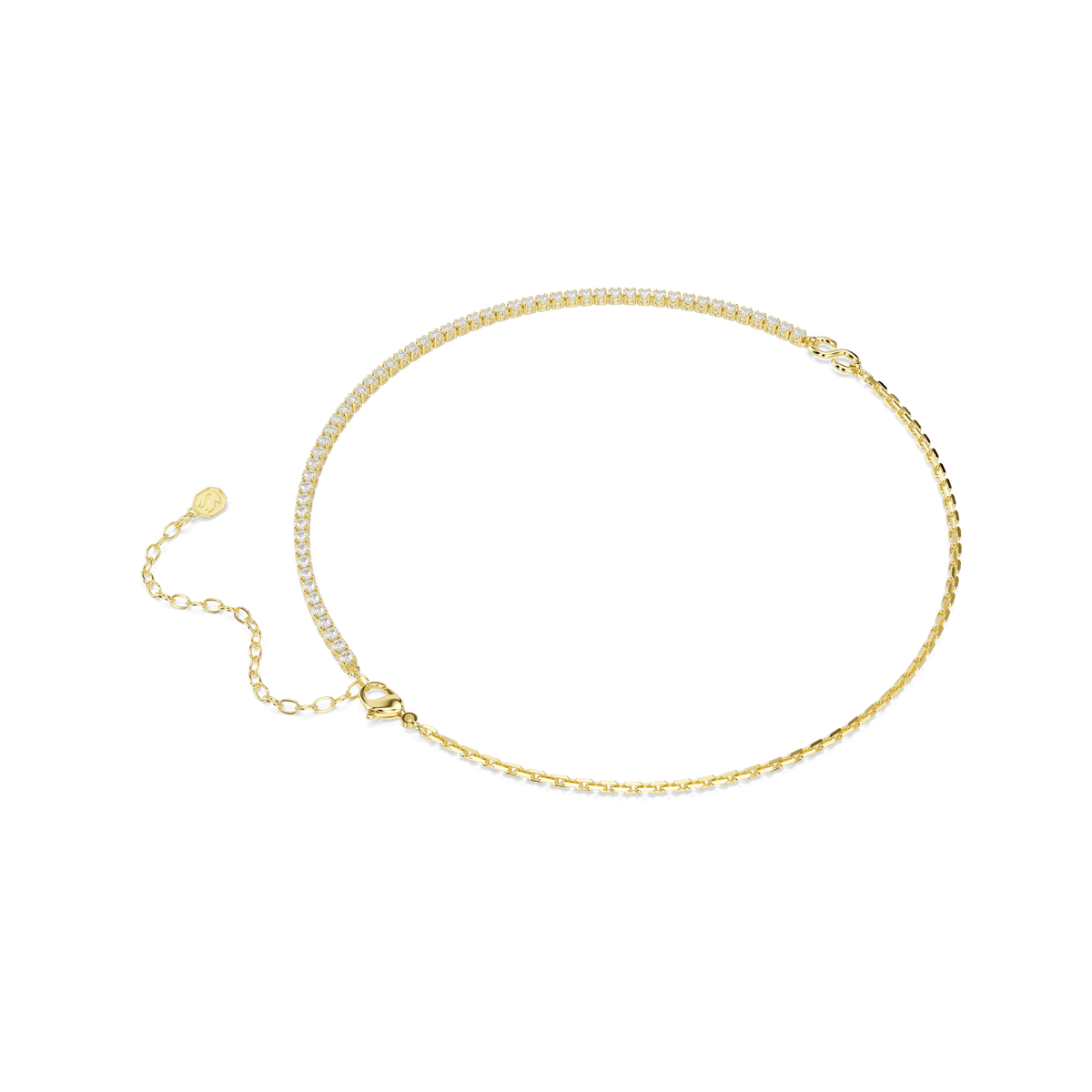 Matrix necklace, Round cut, White, 18K gold finish
