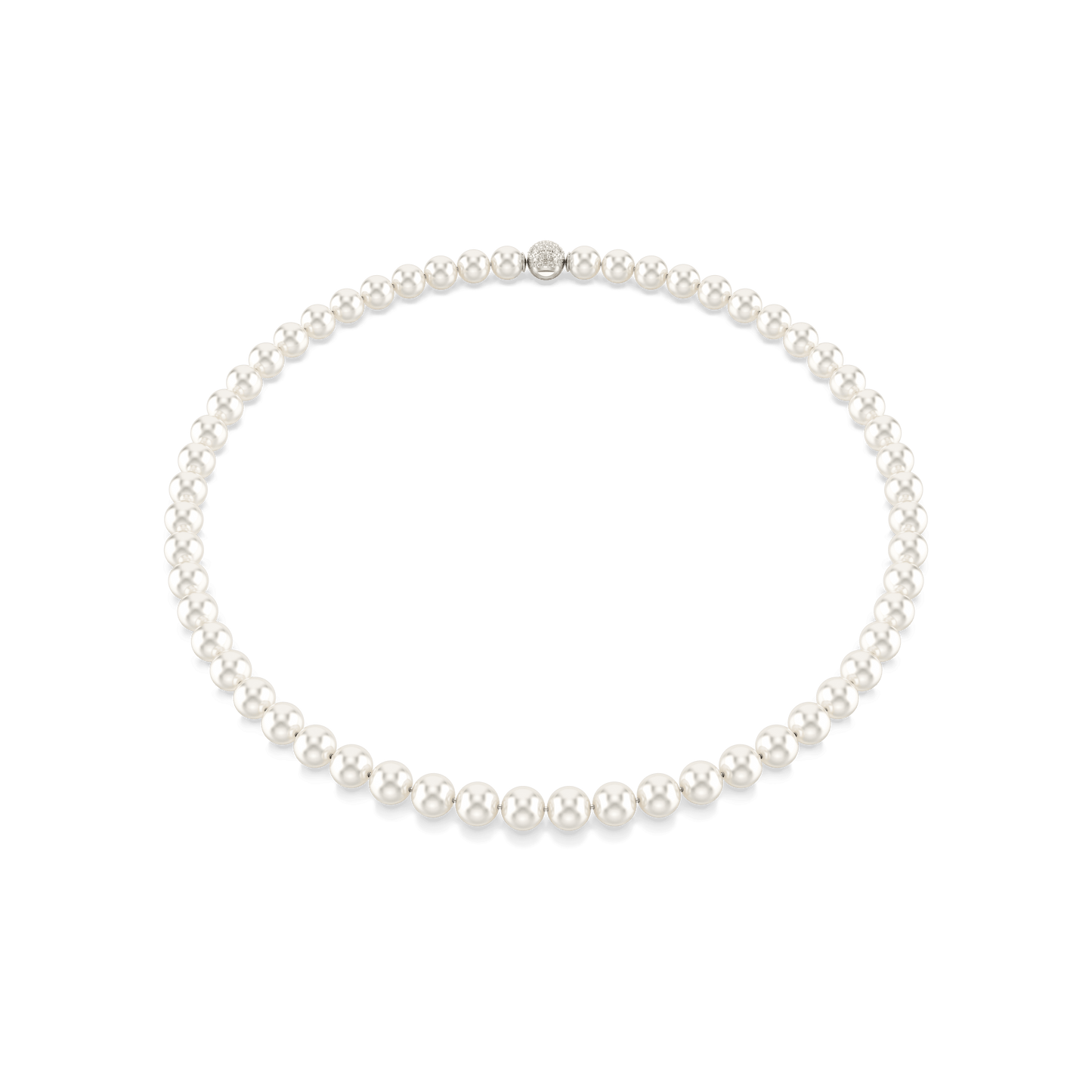 Matrix necklace, Crystal pearl, White, Rhodium plated 5747746