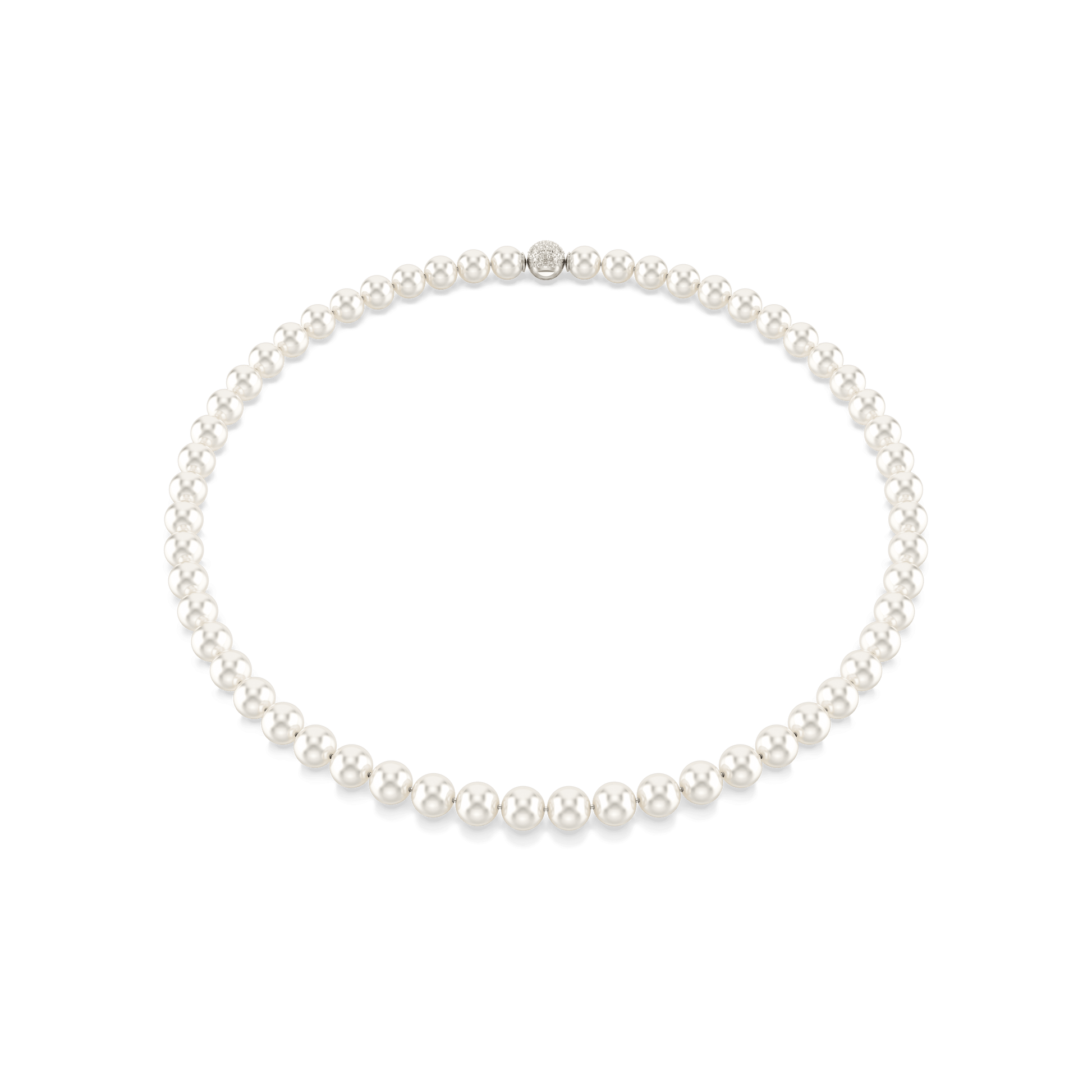 Matrix necklace, Crystal pearl, White, Rhodium plated 5747746