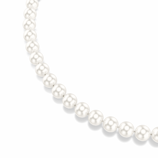 Matrix necklace, Crystal pearl, White, Rhodium plated