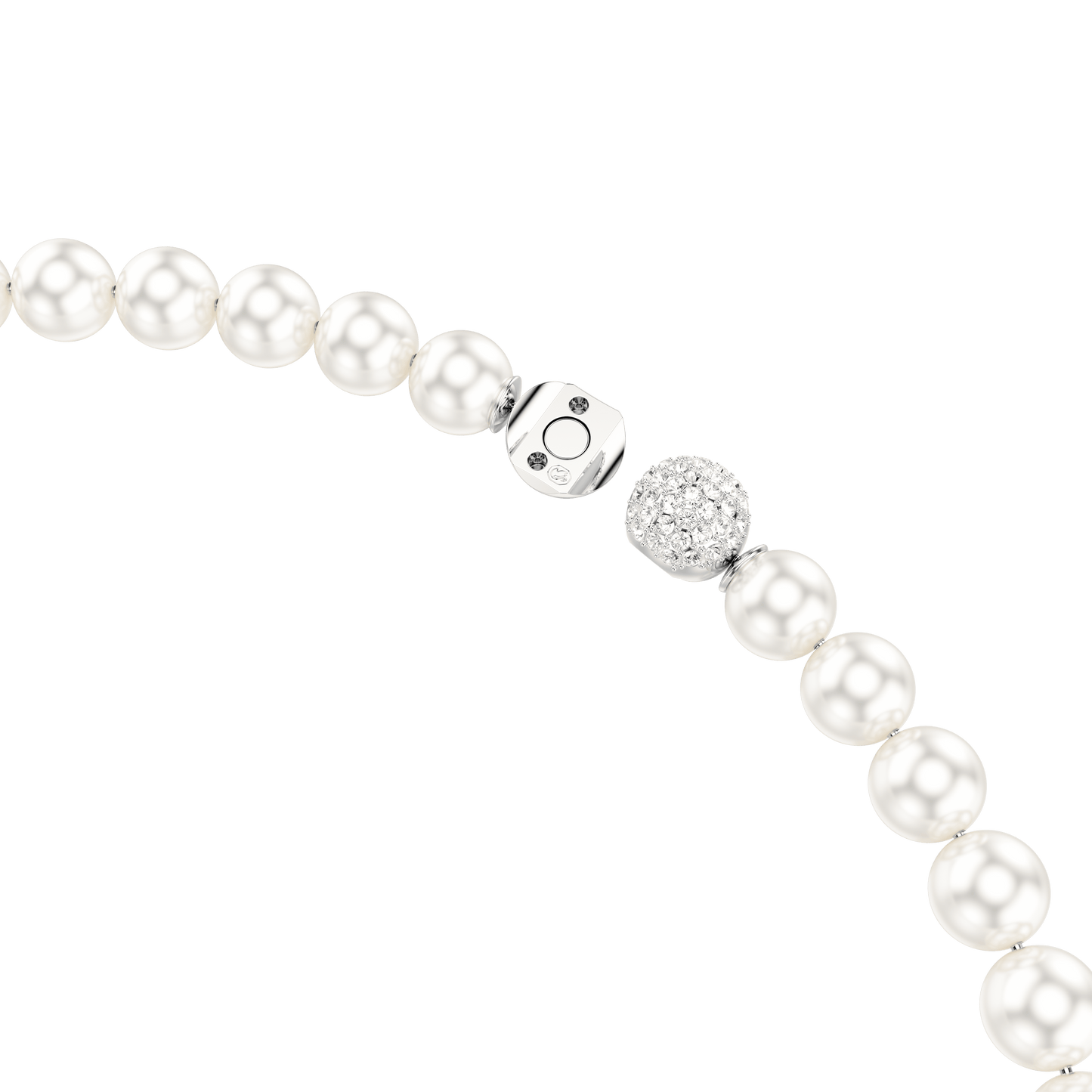 Matrix necklace, Crystal pearl, White, Rhodium plated 5747746