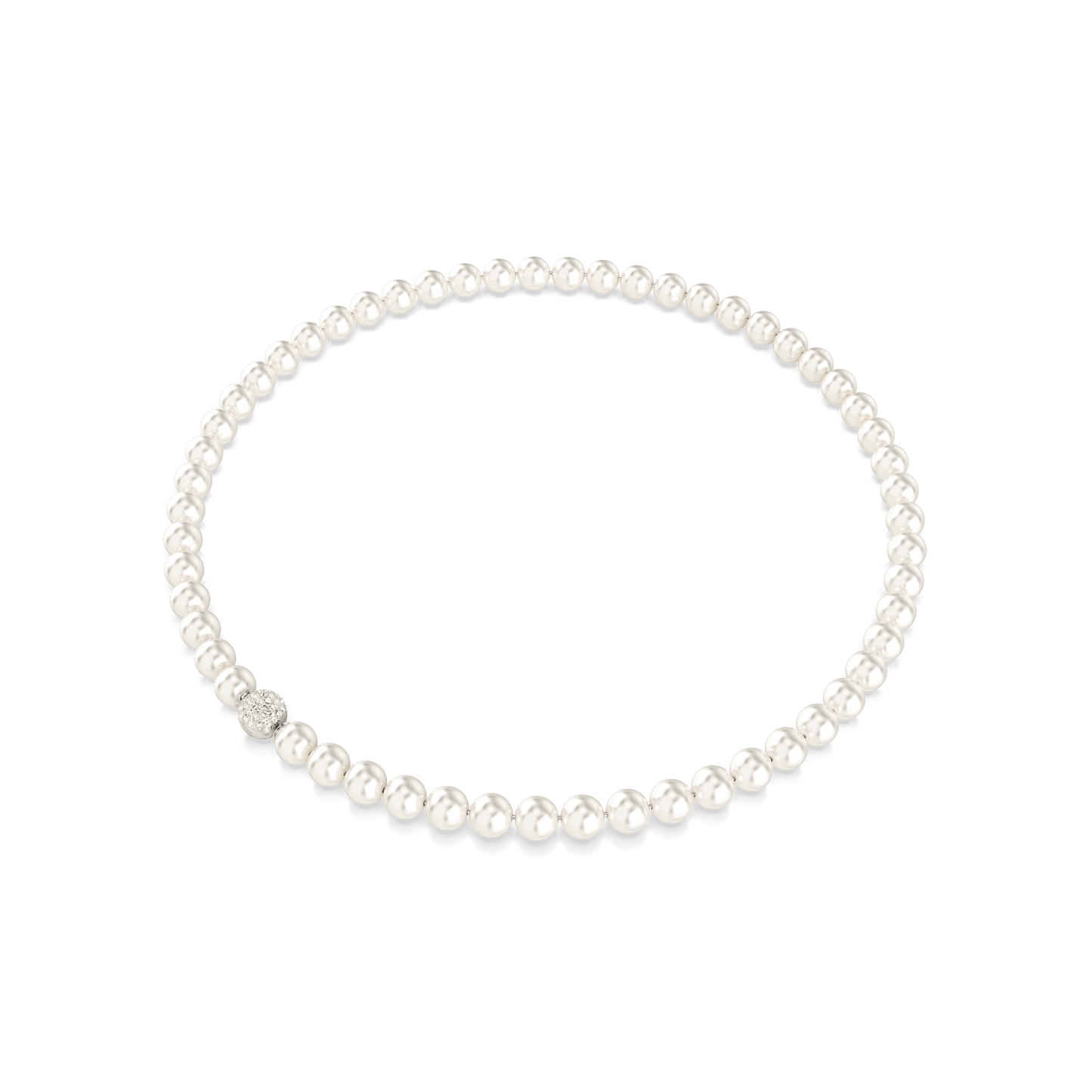 Matrix necklace, Crystal pearl, White, Rhodium plated 5747746