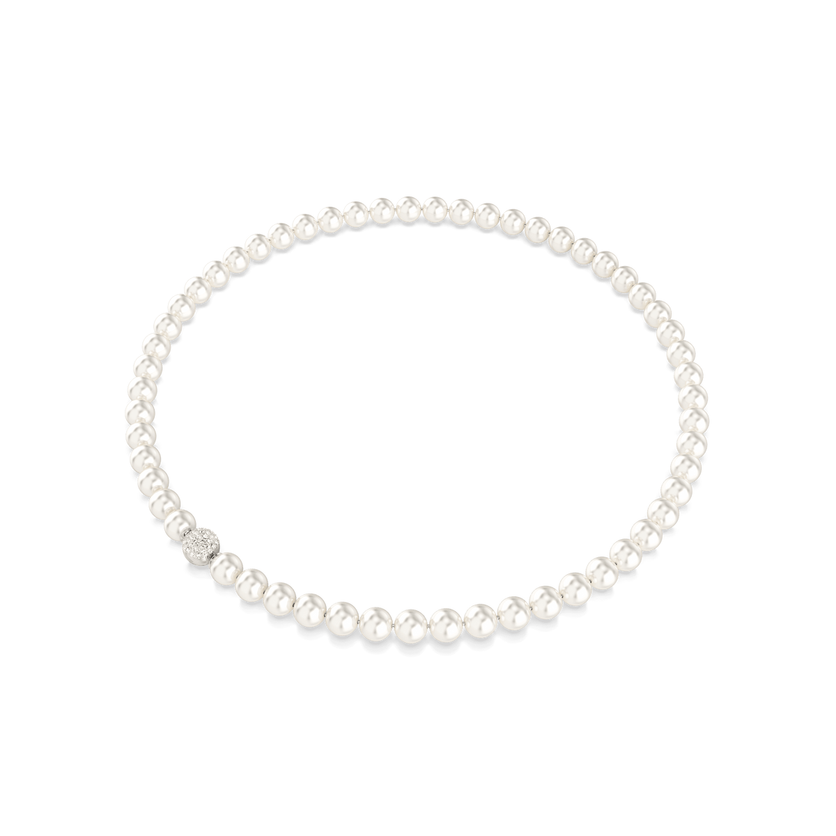 Matrix necklace, Crystal pearl, White, Rhodium plated