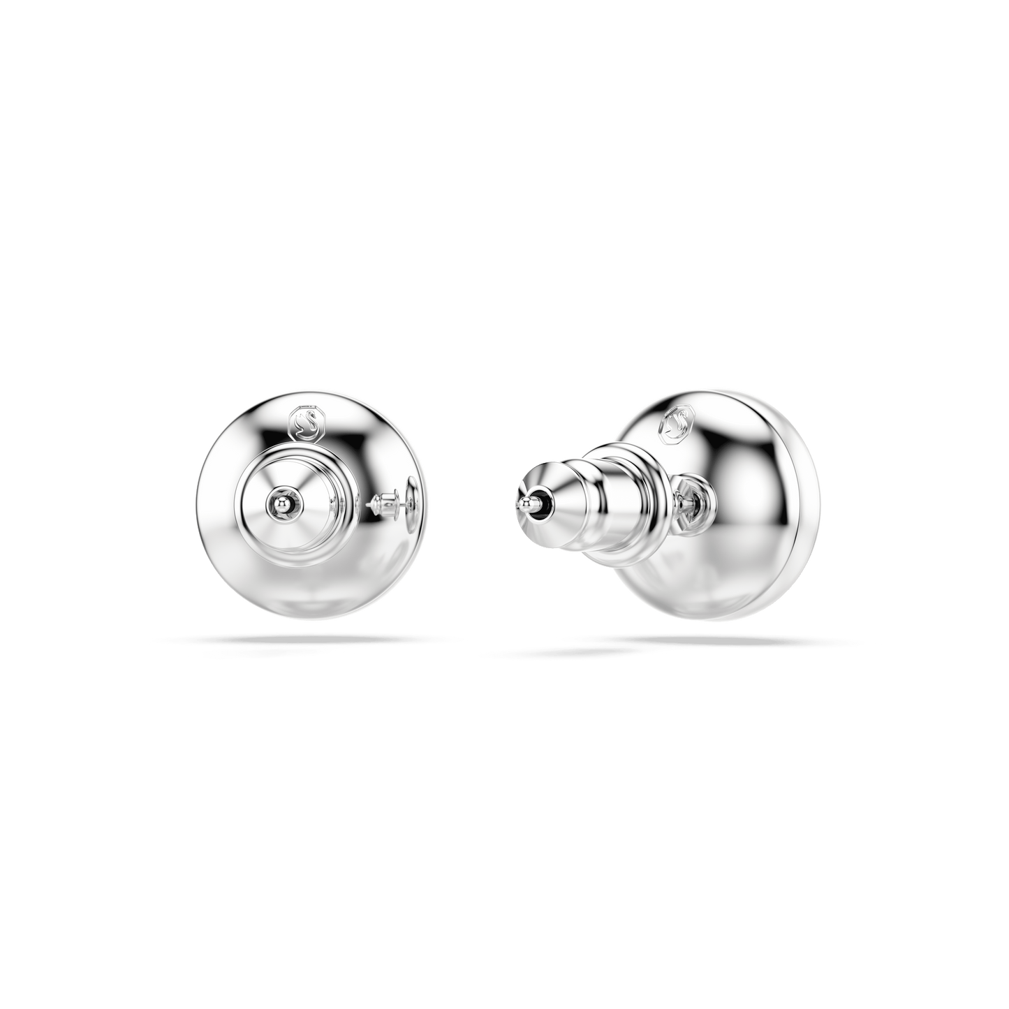 Matrix stud earrings, Crystal pearl, White, Rhodium plated 5747752